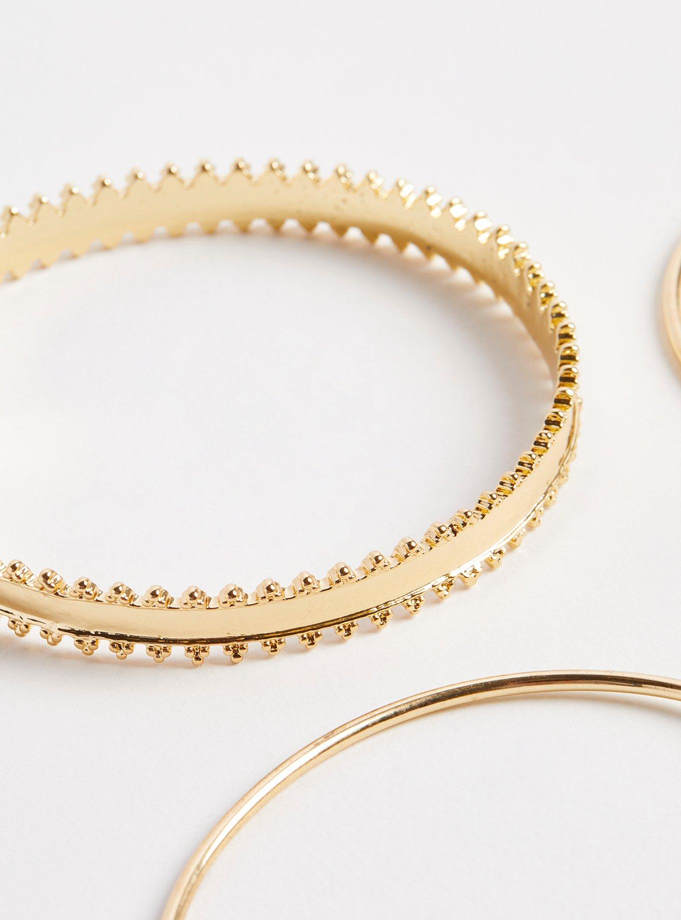 Plus Size Rhinestone Bangle Set - Gold Tone, GOLD, alternate