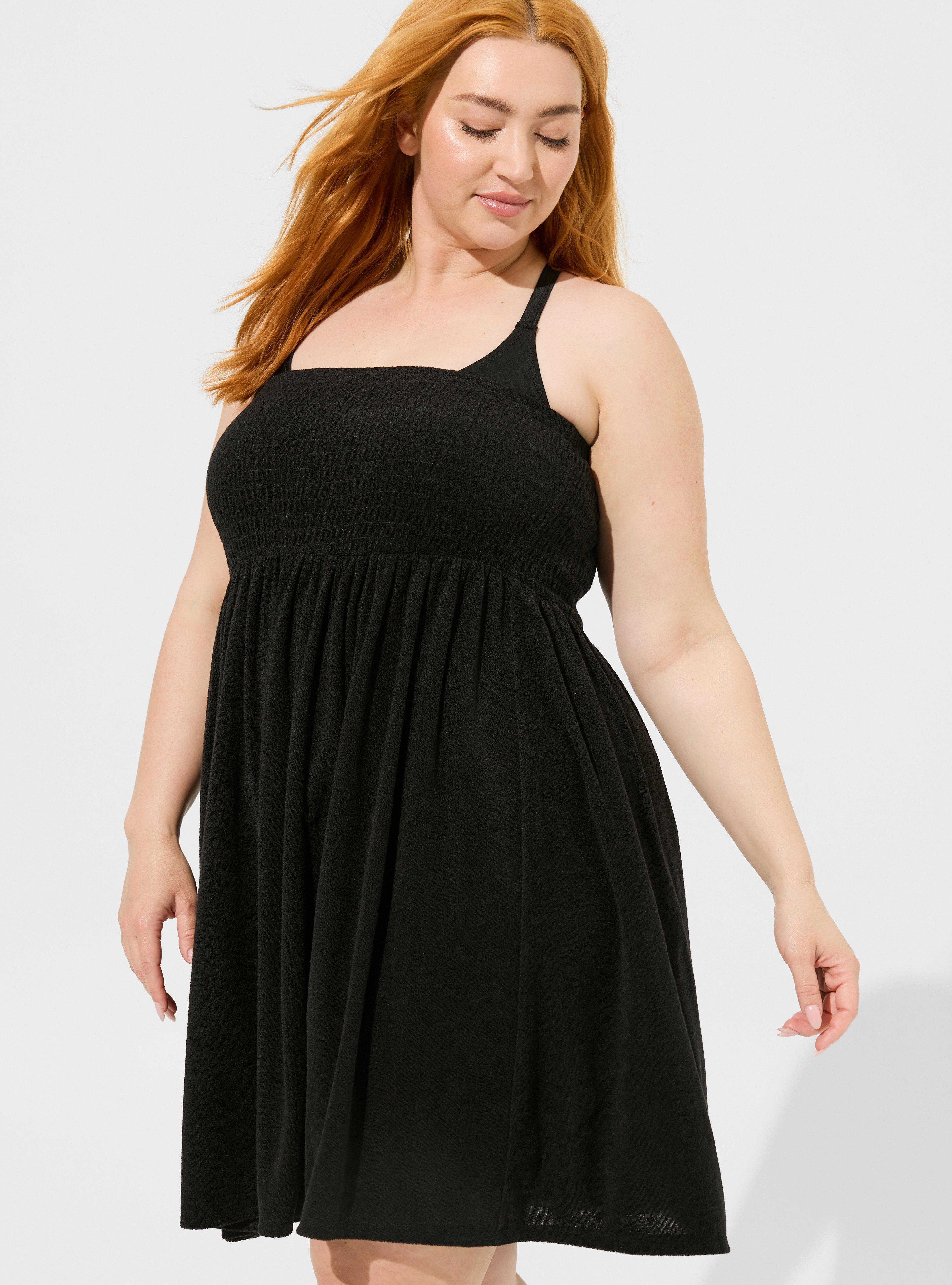 Plus Size - Mini Terry Cloth Smocked Strapless Beach Dress - Torrid
