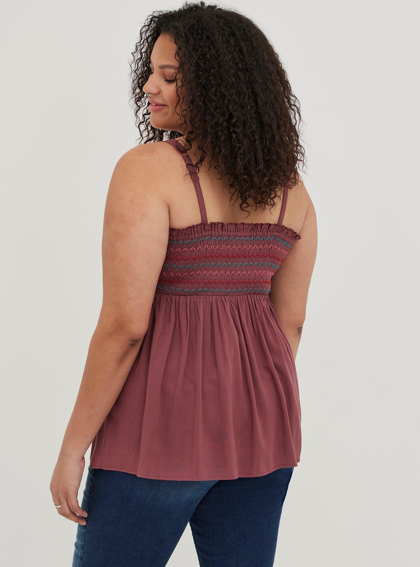Smocked Babydoll Tank - Dusty Red, GINGER, alternate