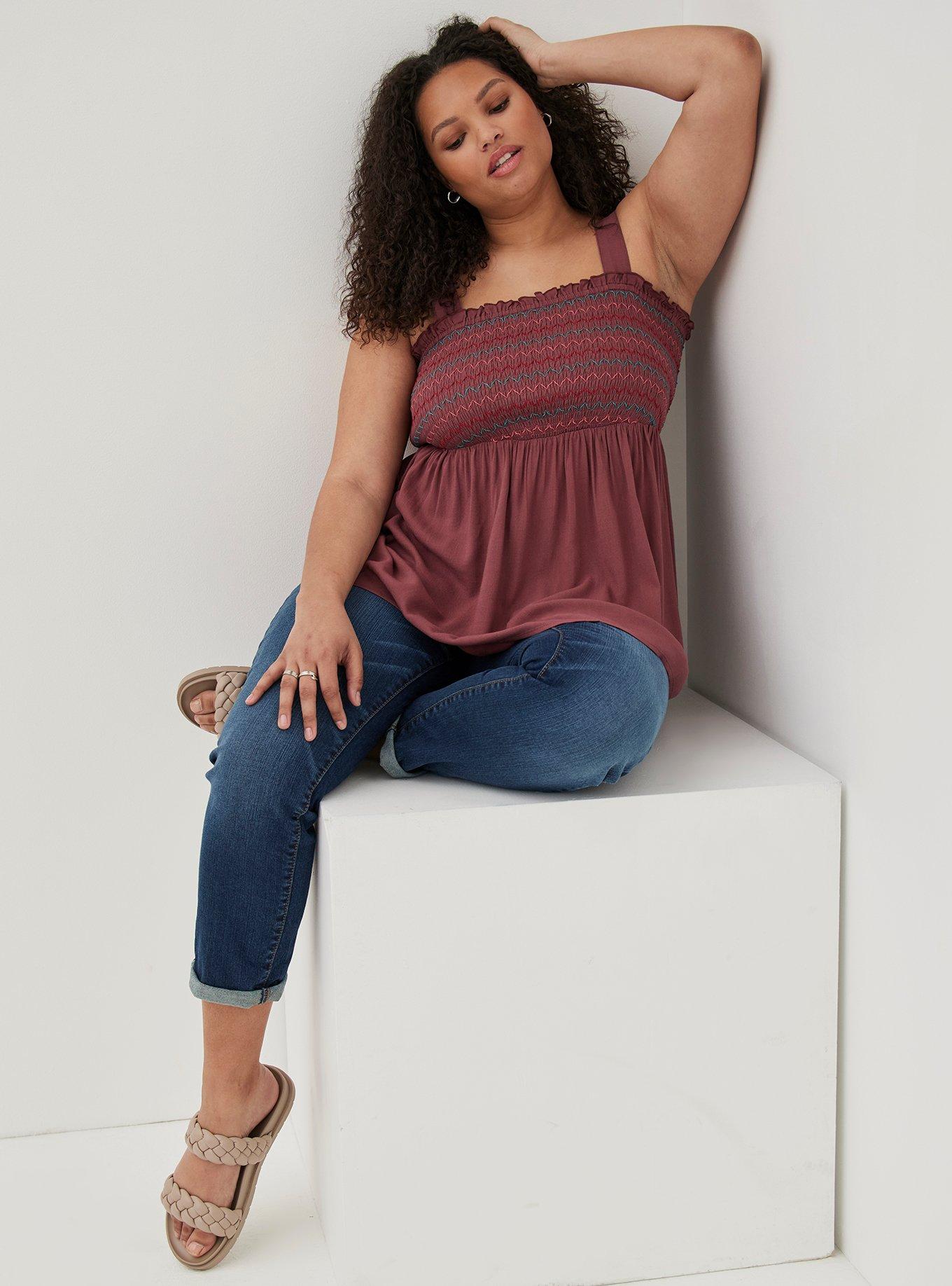 Smocked Babydoll Tank - Dusty Red, GINGER, hi-res