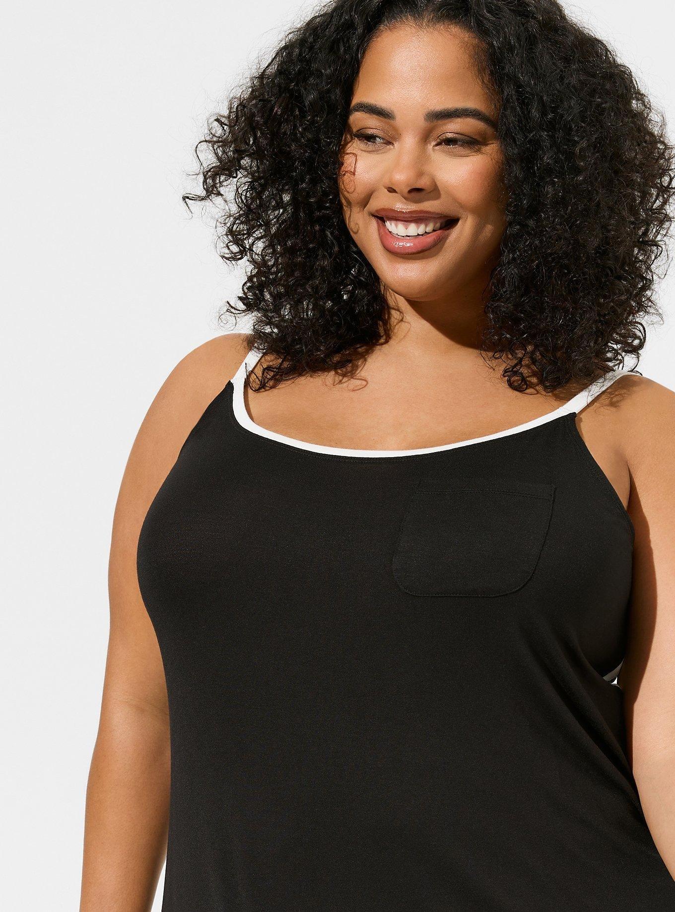 Super Soft Bamboo Cami Sleep Dress, DEEP BLACK, alternate