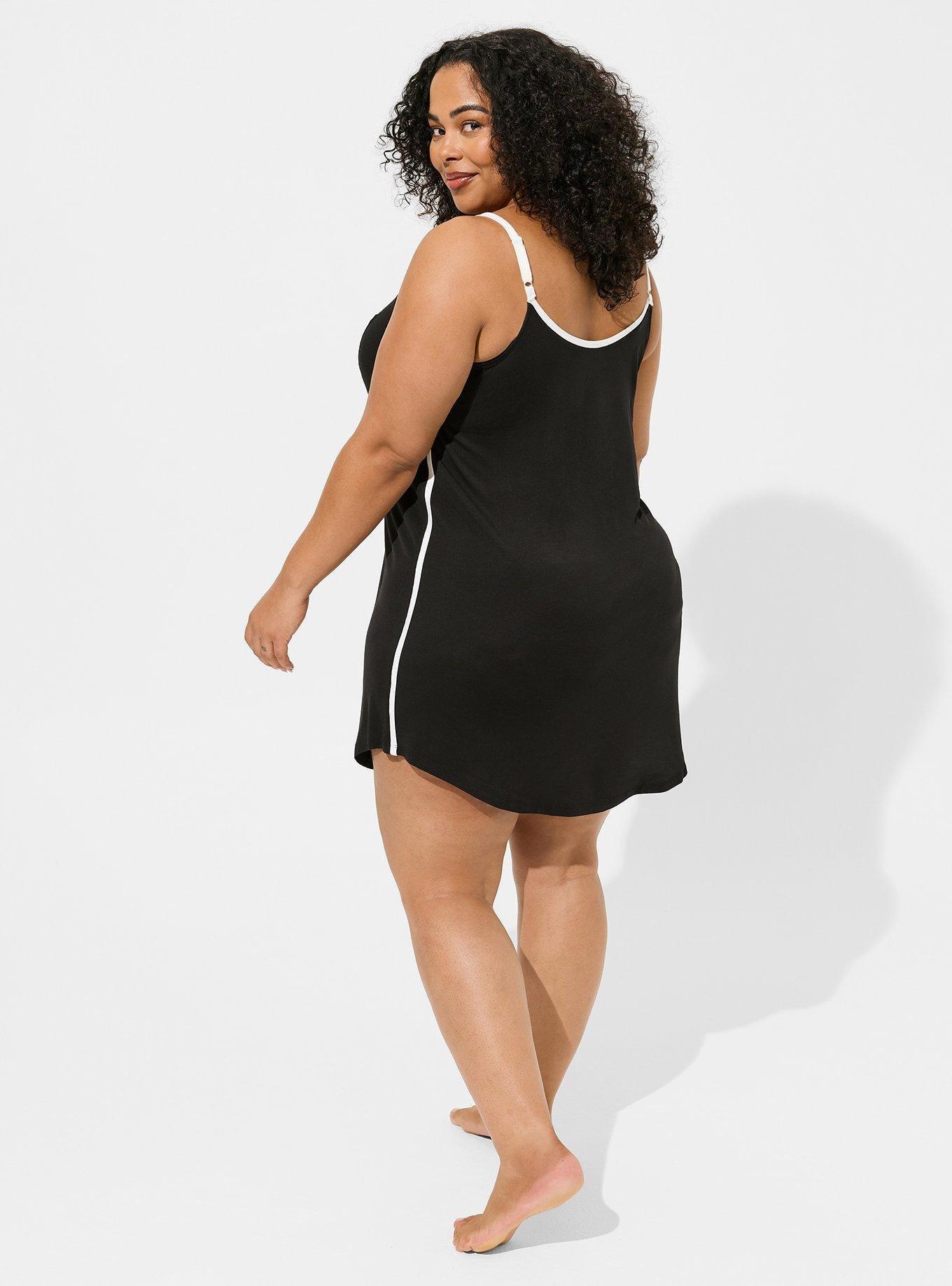 Super Soft Bamboo Cami Sleep Dress, DEEP BLACK, alternate