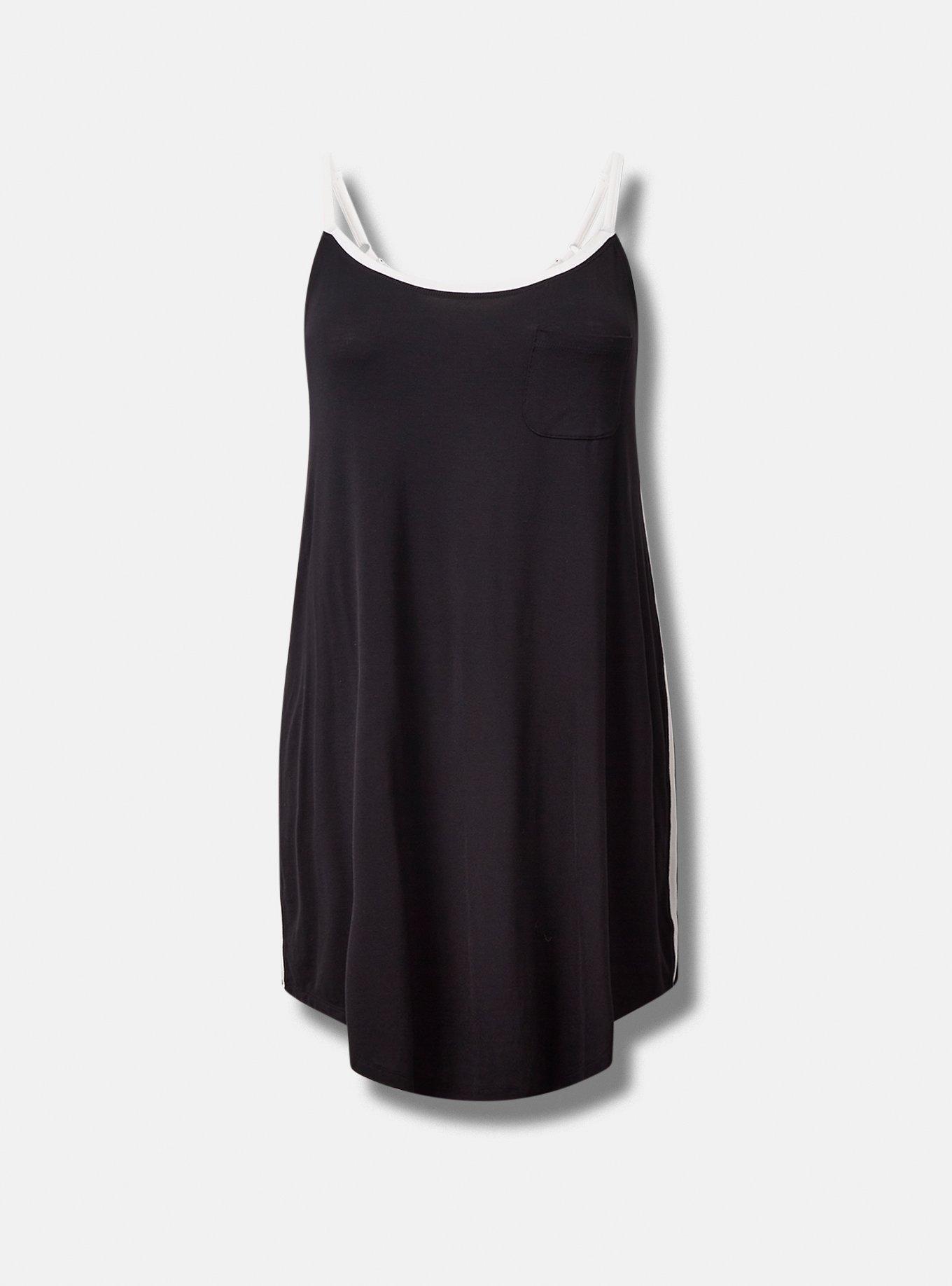 Super Soft Bamboo Cami Sleep Dress, DEEP BLACK, hi-res