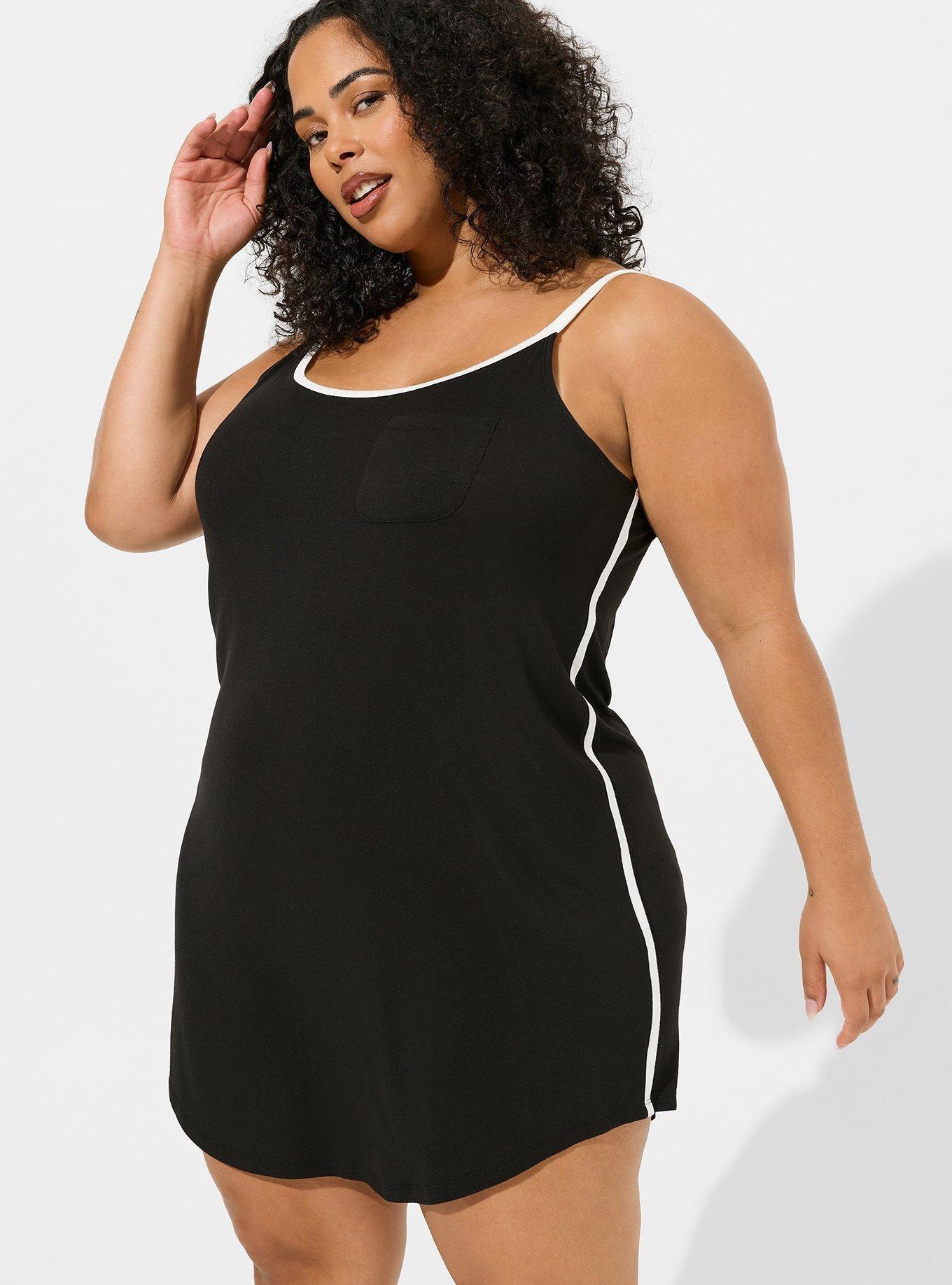 Super Soft Bamboo Cami Sleep Dress, DEEP BLACK, hi-res