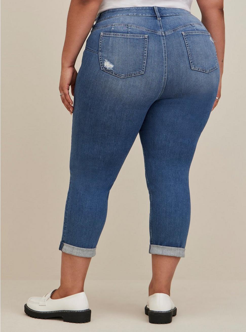 Plus Size Crop Bombshell Straight Premium Stretch High-Rise Jean, GRAMERCY, alternate
