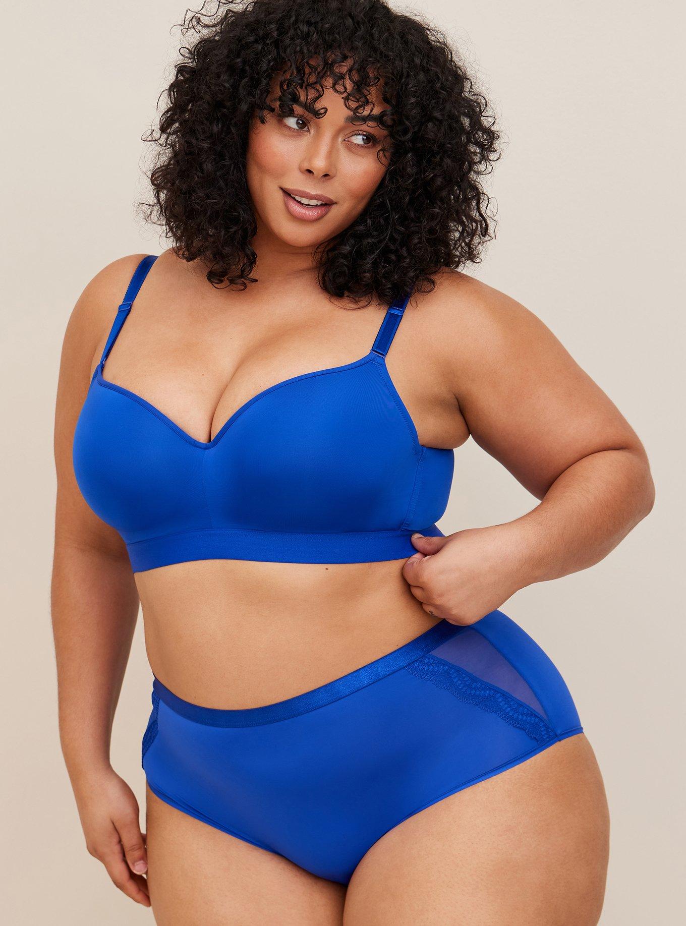 Plus Size - Navy Lace 360° Back Smoothing™ Lightly Lined Full Coverage  Balconette Bra - Torrid