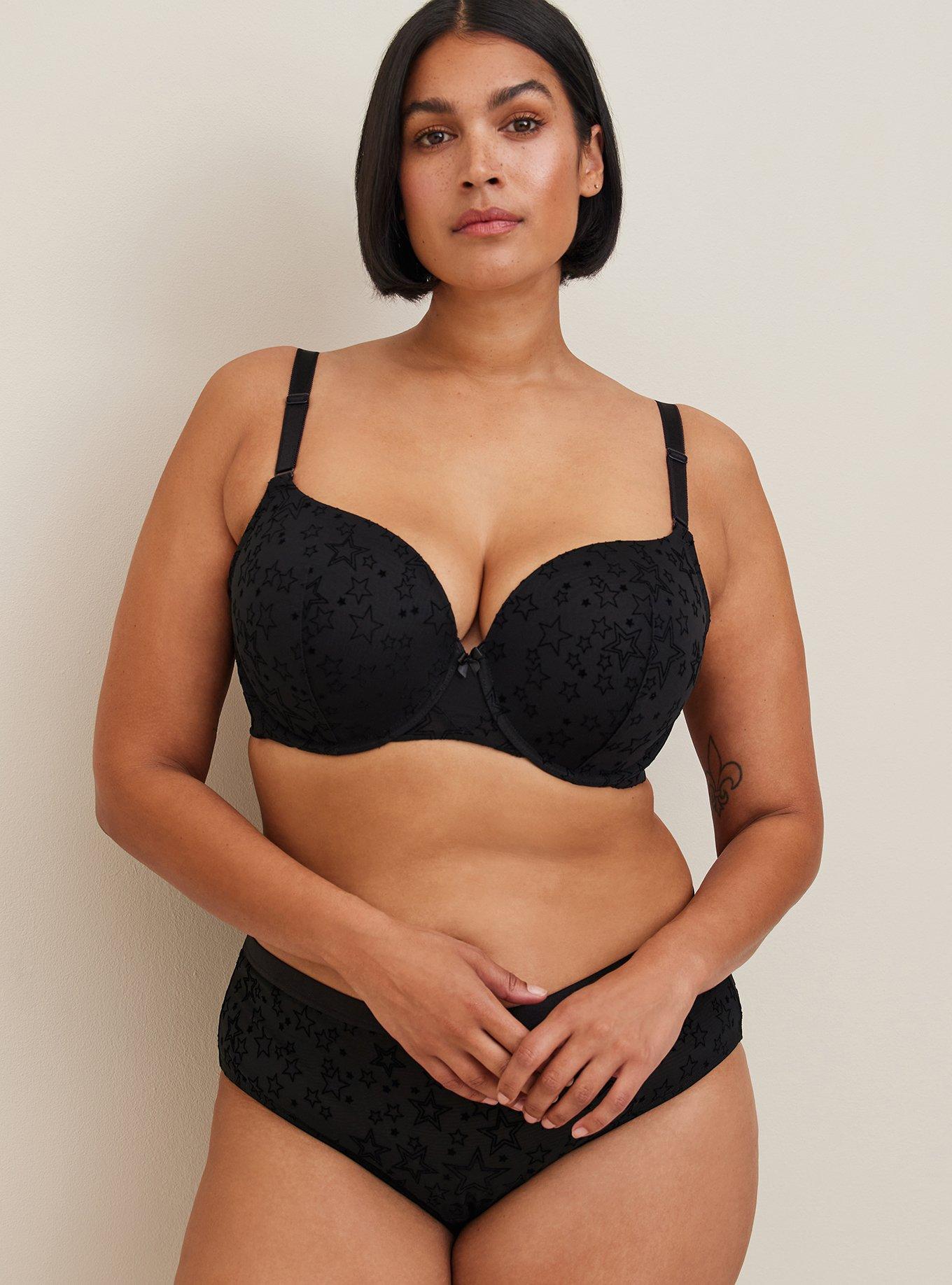 Plus Size Perfect T-Shirt Push-Up Bra, DEEP BLACK, alternate