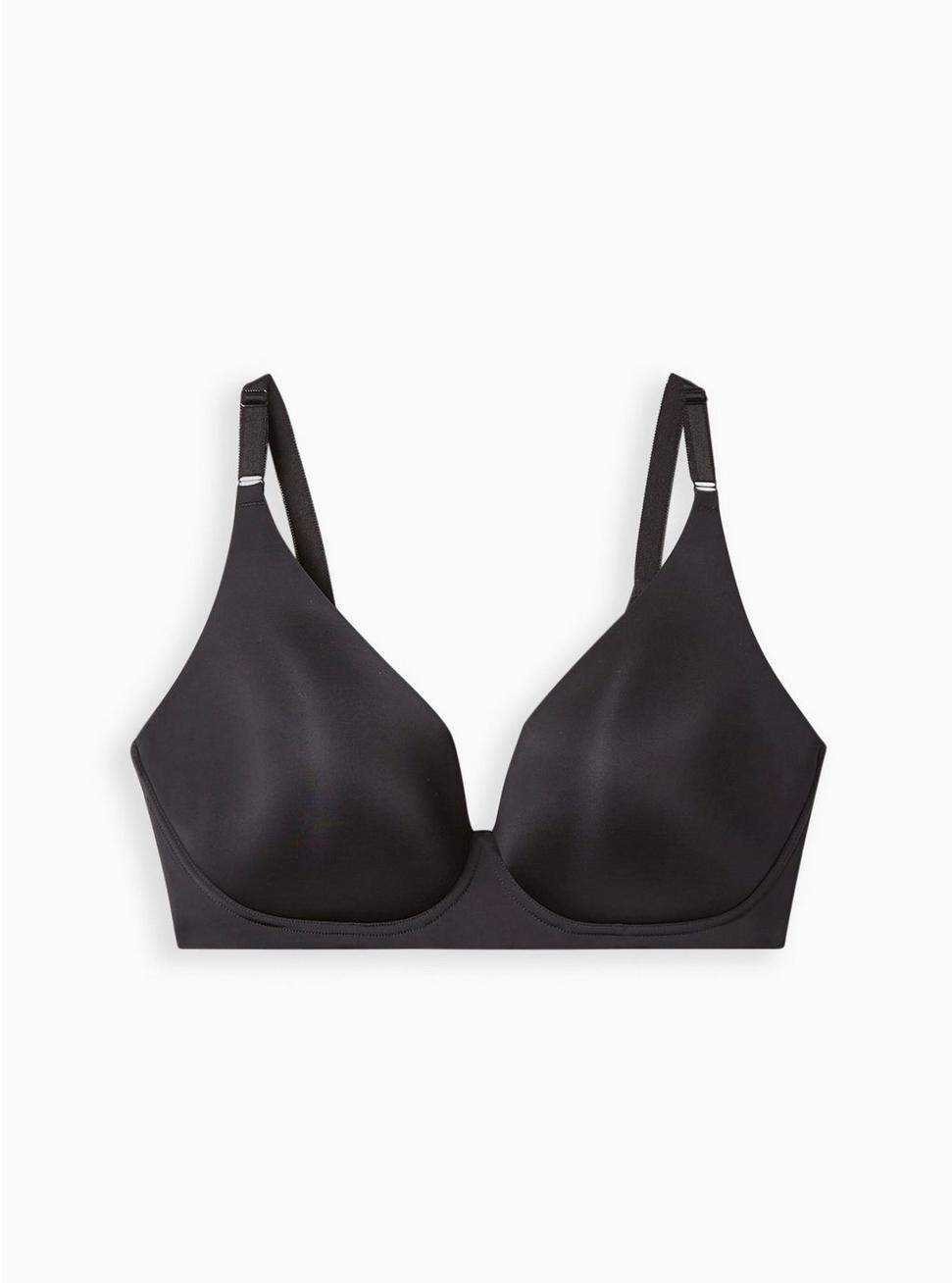 Wire-Free Plunge Lightly Lined Smooth 360° Back Smoothing™ Bra, RICH BLACK, hi-res