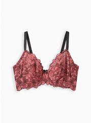 Balconette Unlined Fan Lace Straight Back Bra, MAUVEWOOD PINK, hi-res