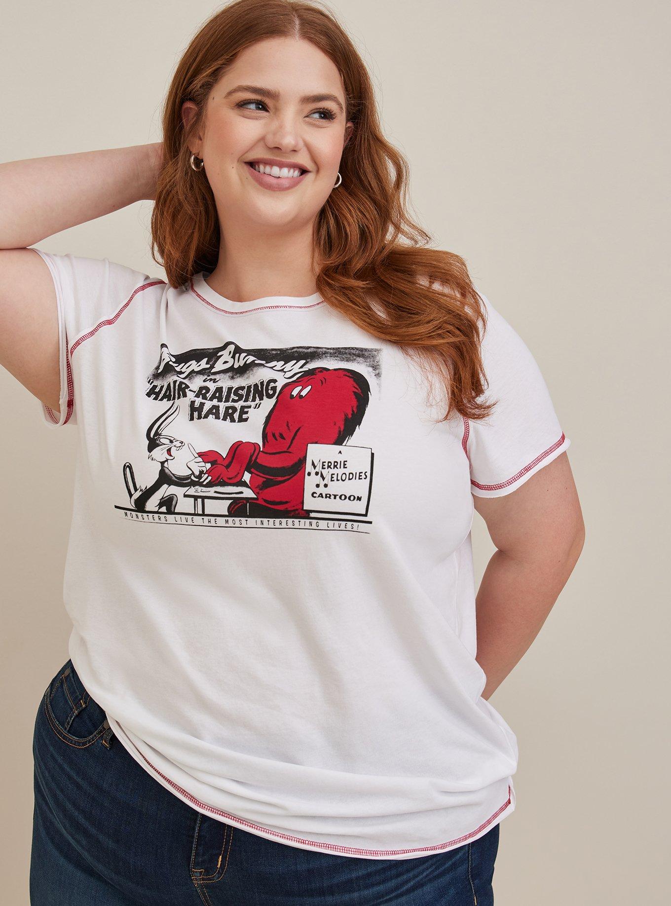 Warner Bros Looney Tunes Raw Edge Top - Cotton Gossamer White, BRIGHT WHITE, hi-res