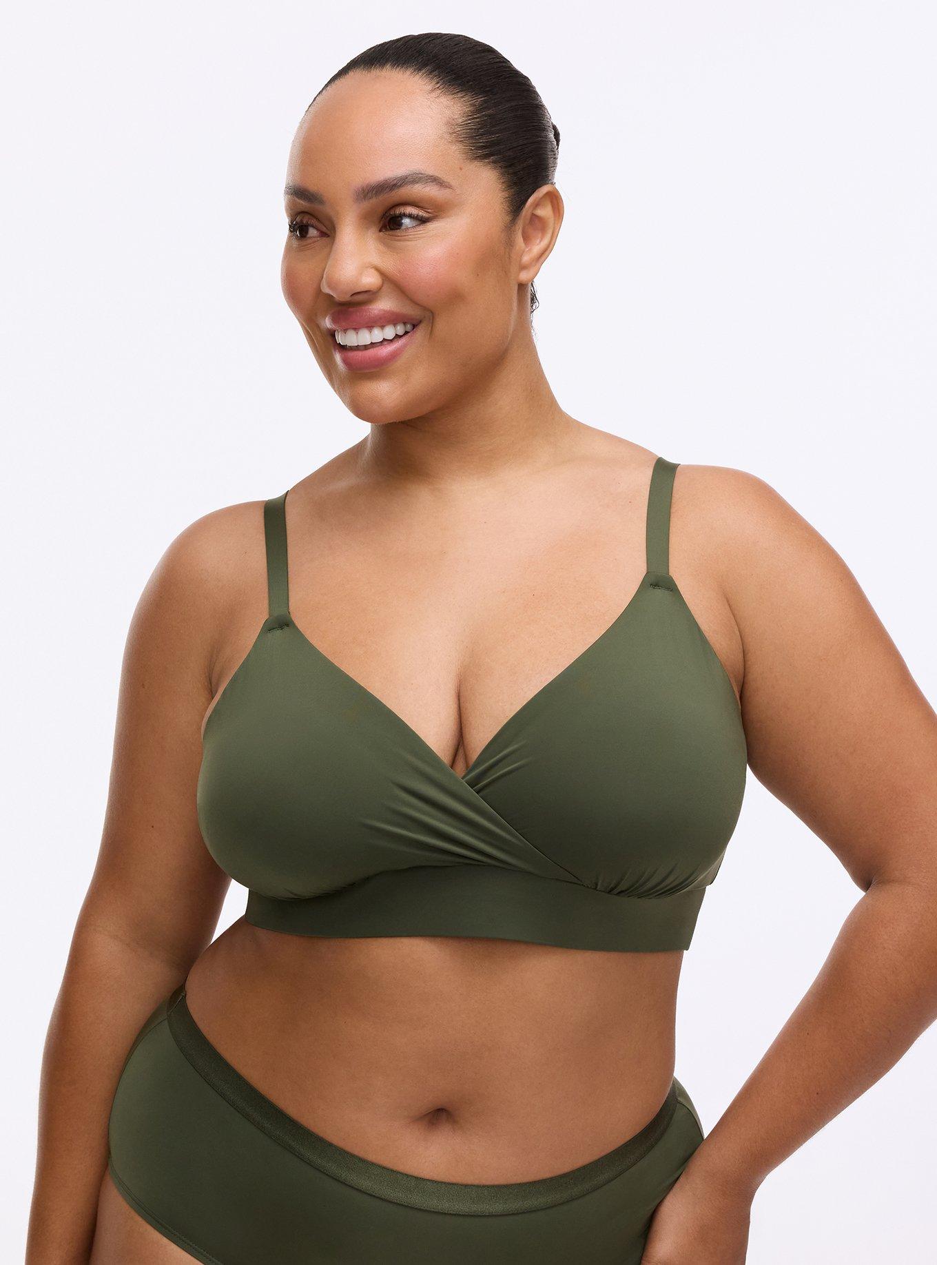 Lightly Lined Microfiber Surplice Bralette, DEEP DEPTHS, hi-res