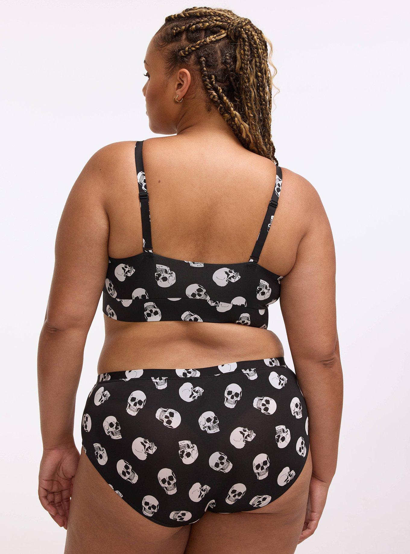 Lightly Lined Microfiber Surplice Bralette, BUBBLEGUM SKULLS BLACK, alternate