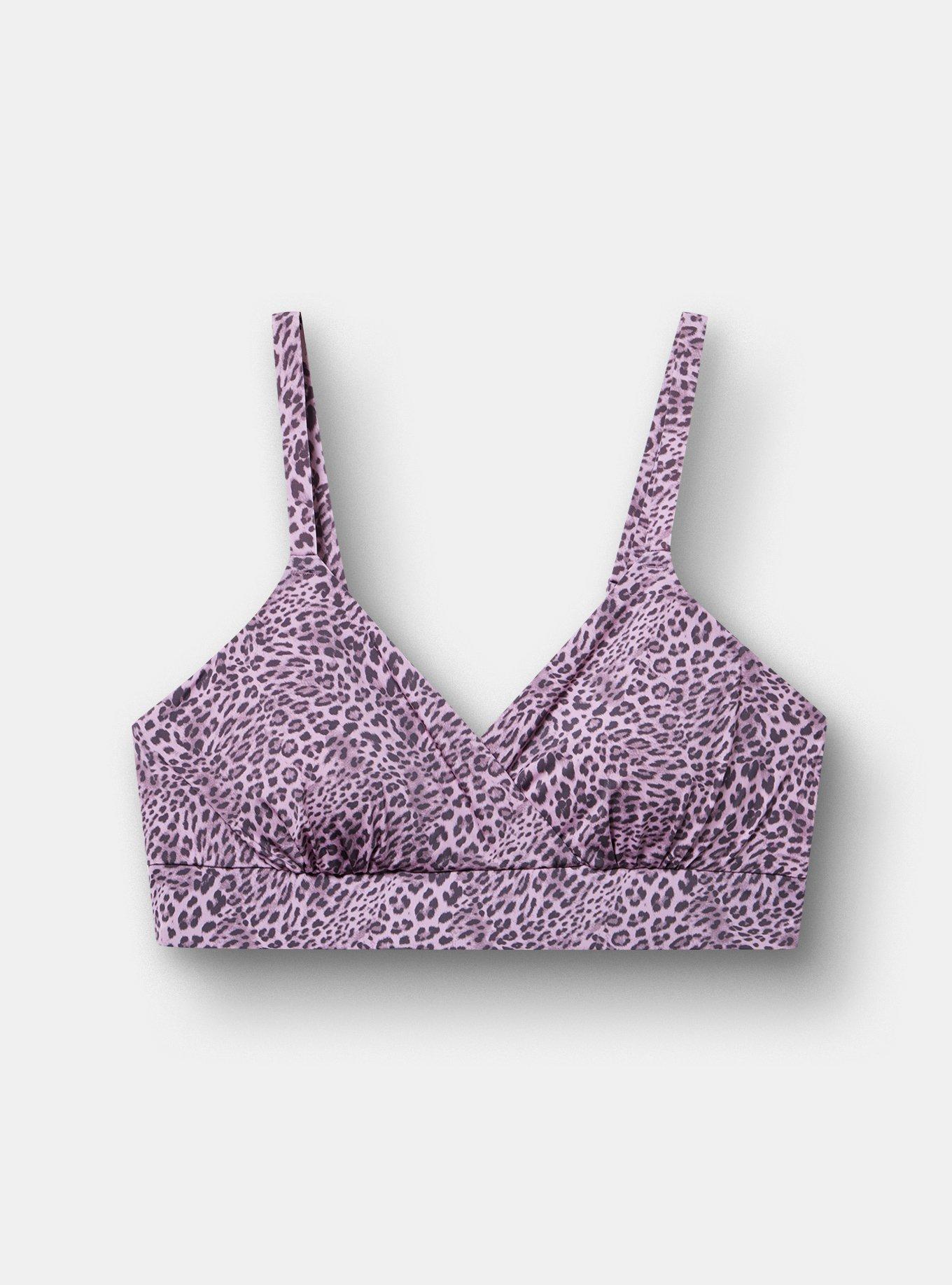 Lightly-Lined Smooth Surplice Bralette, CLASSIC LEOPARD KEEPSAKE LILAC, hi-res