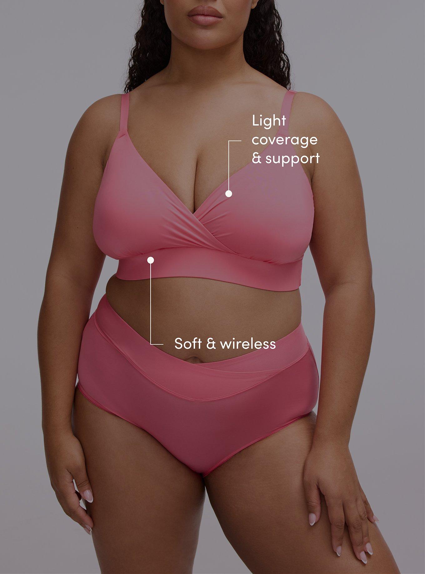 Lightly-Lined Smooth Surplice Bralette, CAMELLIA ROSE, alternate