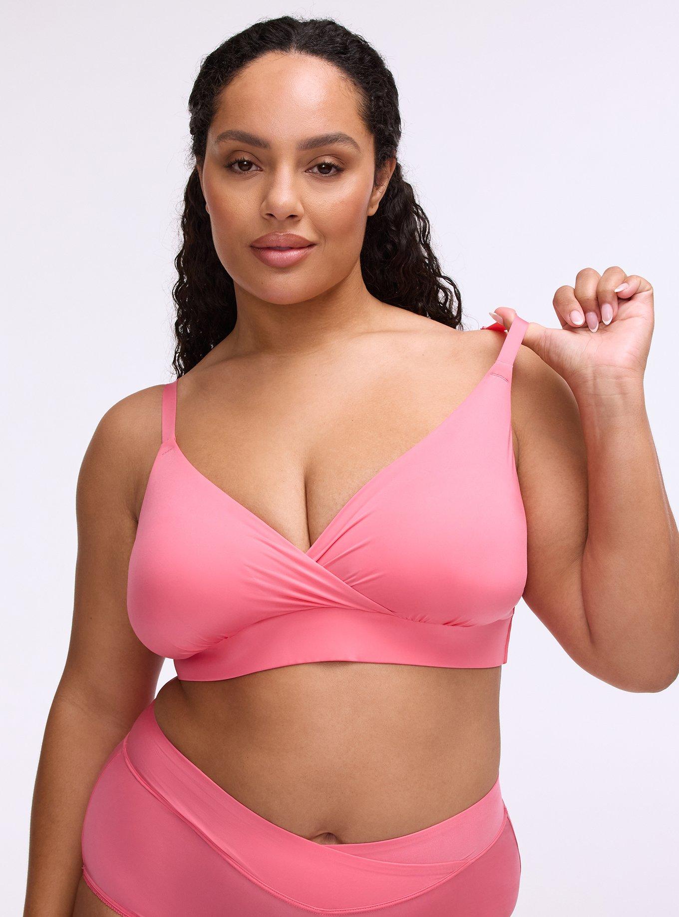 Lightly-Lined Smooth Surplice Bralette, CAMELLIA ROSE, hi-res