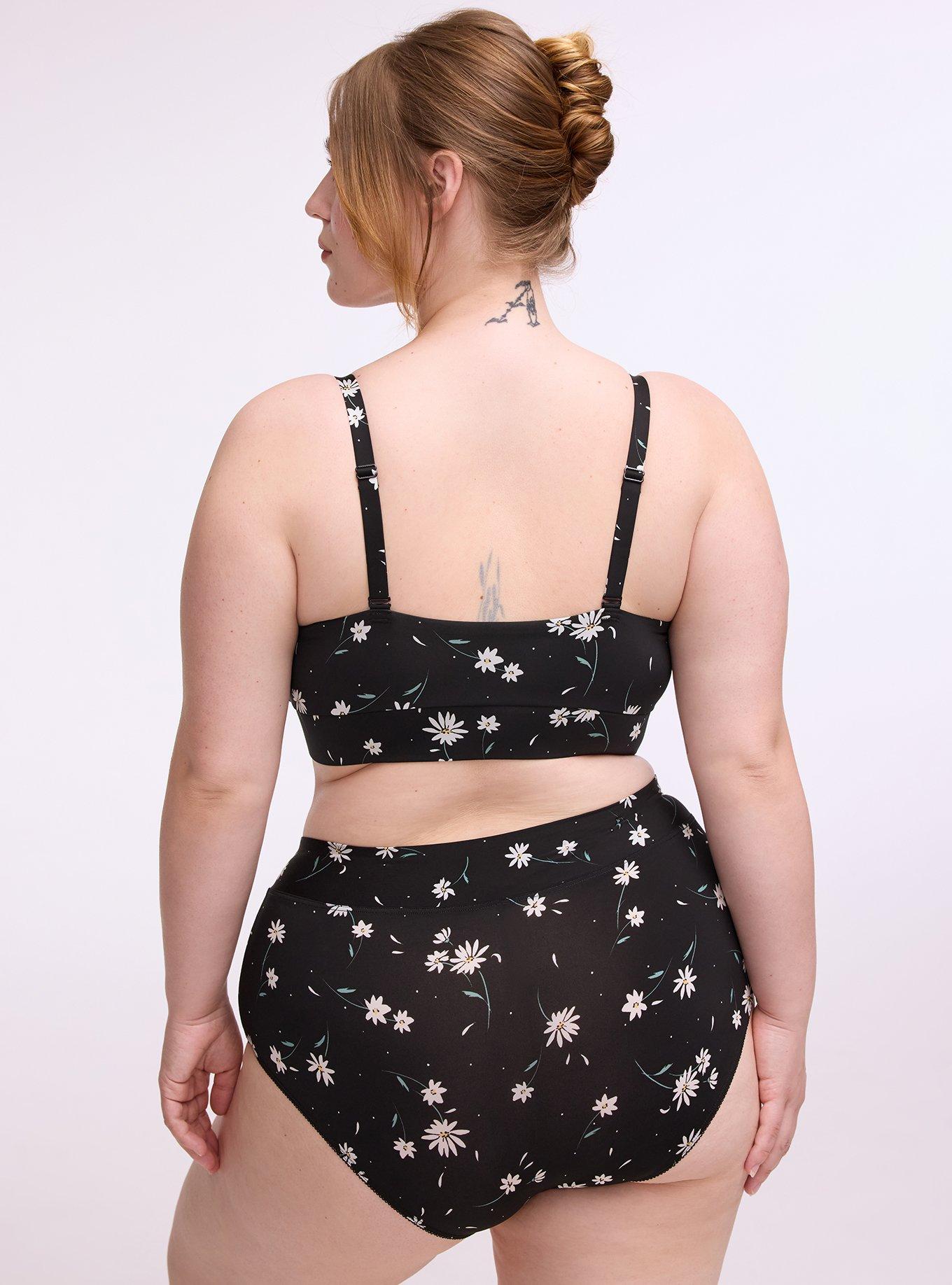 Lightly-Lined Smooth Surplice Bralette, DAISY DANCE FLORAL BLACK, alternate