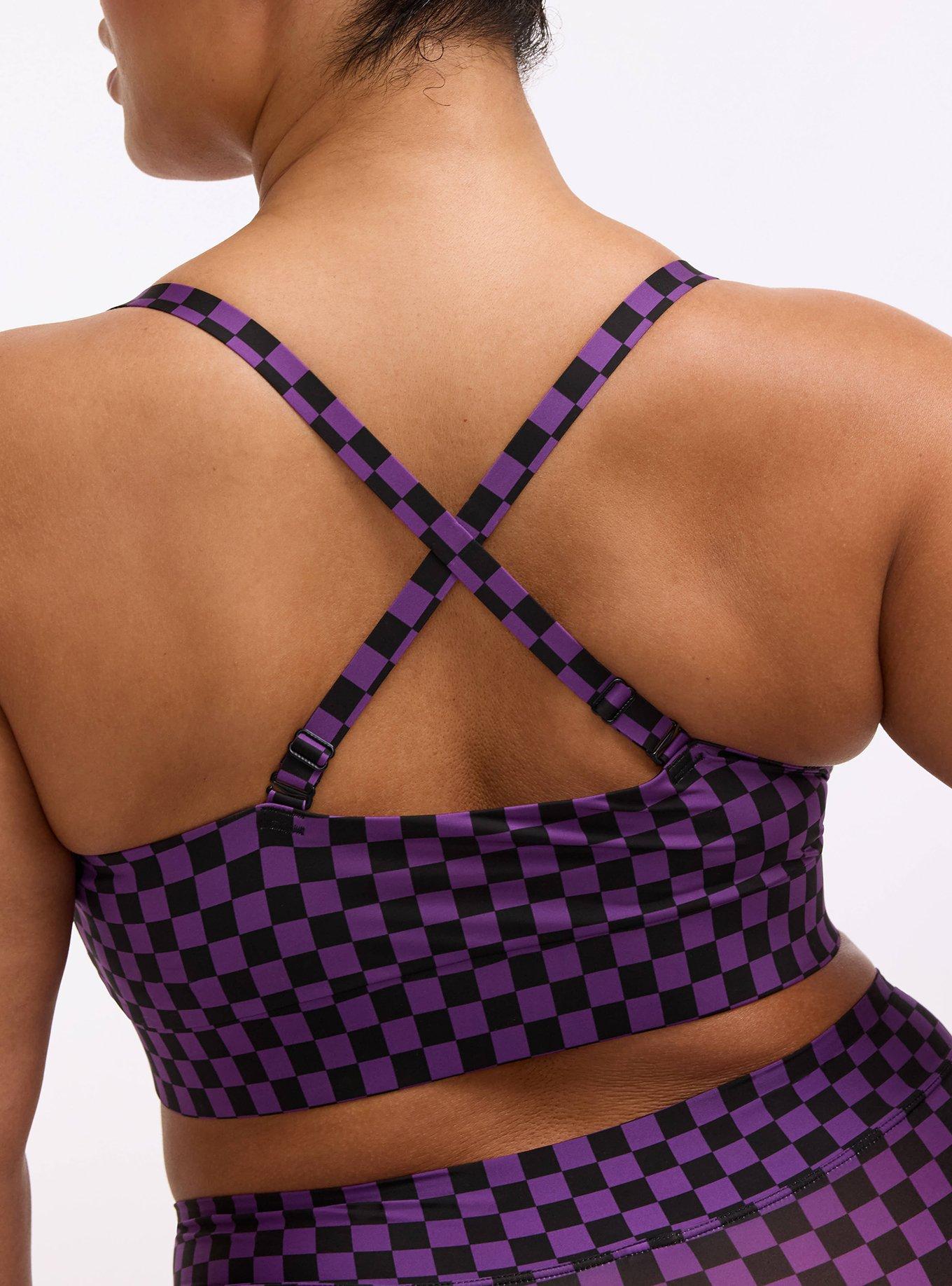 Lightly Lined Microfiber Surplice Bralette, SUNNY CHECK PURPLE MAGIC, alternate