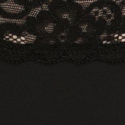 Plus Size Second Skin Mid-Rise G String Lace Trim Panty, RICH BLACK, swatch