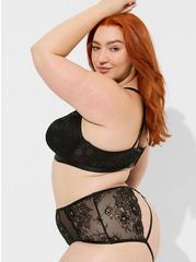 Lace High Waist Cheeky Panty With Open Bum, RICH BLACK, alternate