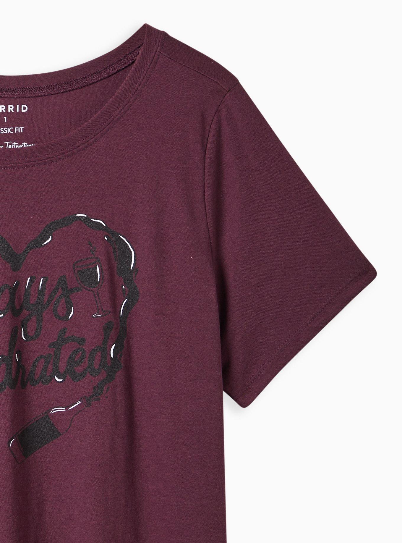 Plus Size Everyday Tee - Signature Jersey Always Hydrated Burgundy, WINETASTING, alternate