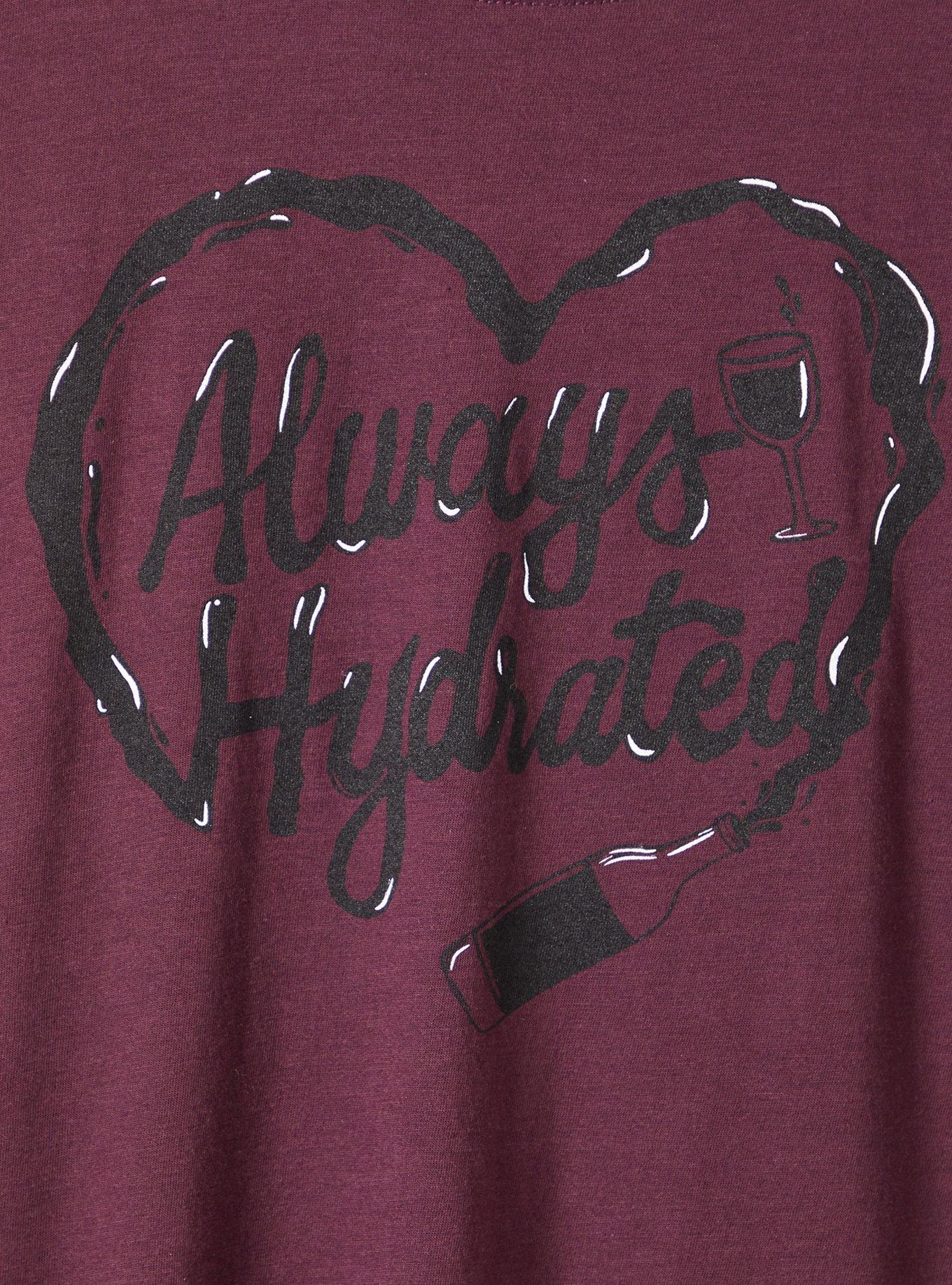Plus Size Everyday Tee - Signature Jersey Always Hydrated Burgundy, WINETASTING, alternate