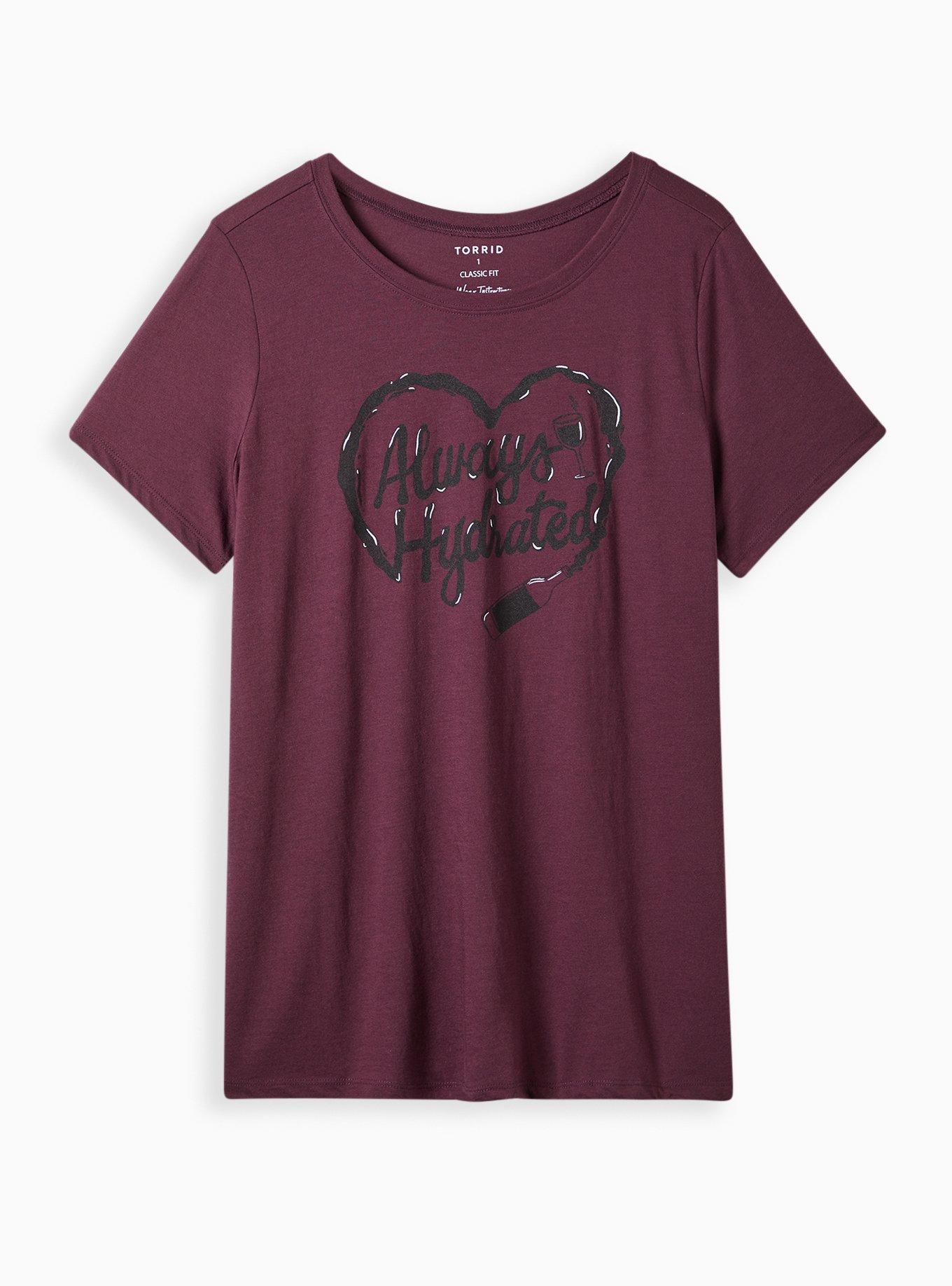 Plus Size Everyday Tee - Signature Jersey Always Hydrated Burgundy, WINETASTING, hi-res