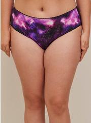 Plus Size Second Skin Microfiber Hipster Panty With Cage Back, GRADIENT GALAXY BLACK, alternate
