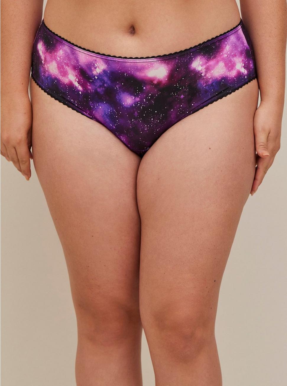 Plus Size Second Skin Microfiber Hipster Panty With Cage Back, GRADIENT GALAXY BLACK, alternate