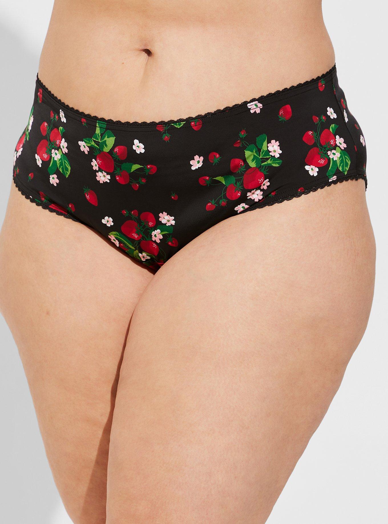 Plus Size - Black Floral Microfiber Thong Panty - Torrid