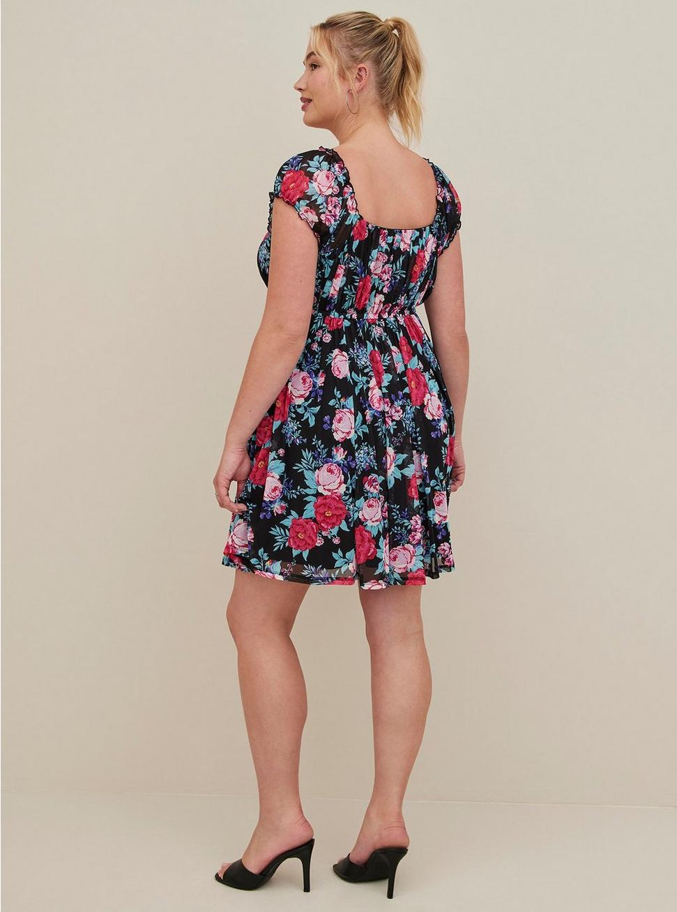 Plus Size Sweetheart Mini Dress - Mesh Floral Black, FLORAL BLACK, alternate