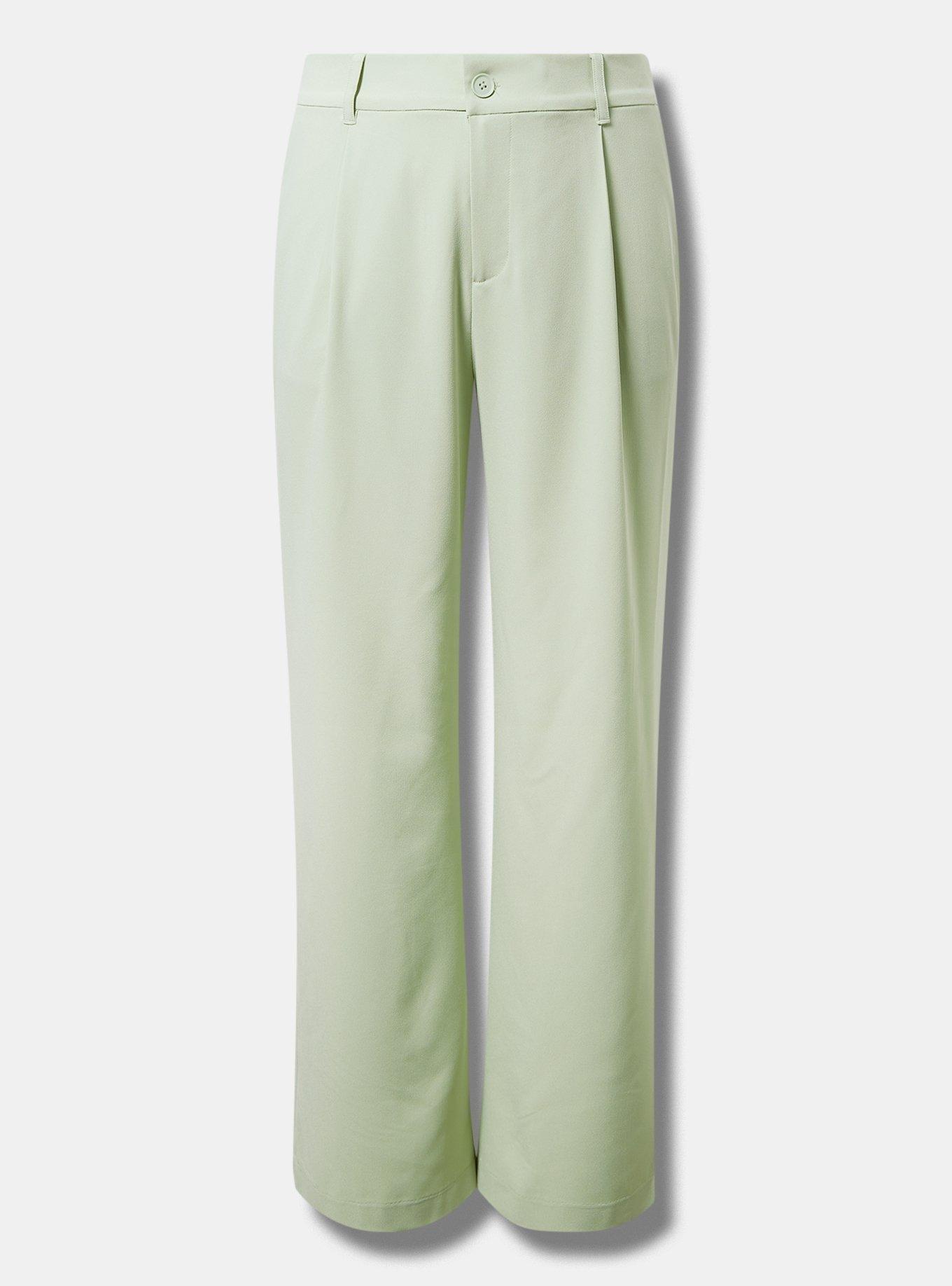 4 Hole Buttons High Rise Wide Leg Pant, Knit Crepe Pants