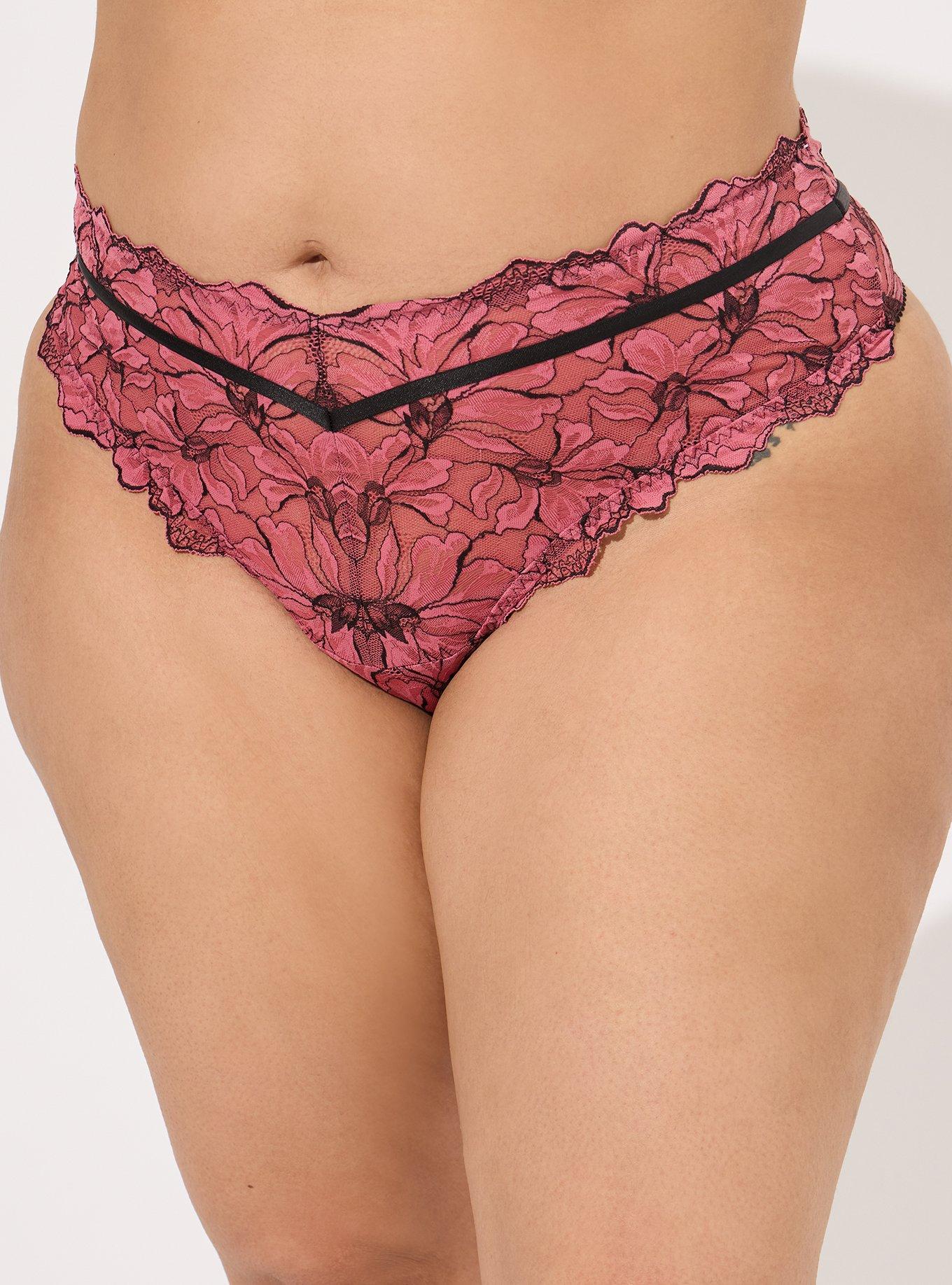 Plus Size - Betsey Johnson Black Bow Lace Thong Panty - Torrid