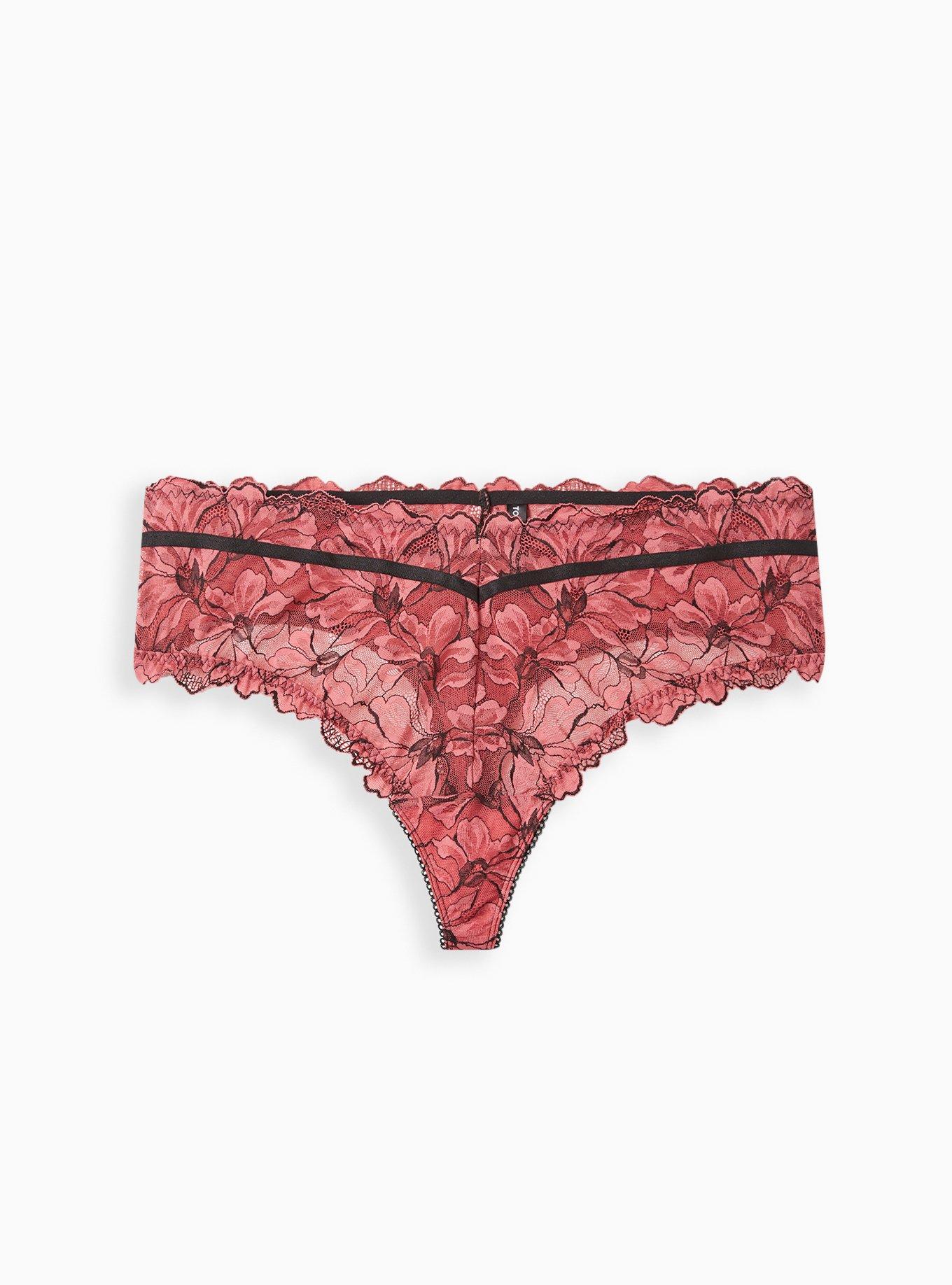 Plus Red Scallop Edge Lace Panties