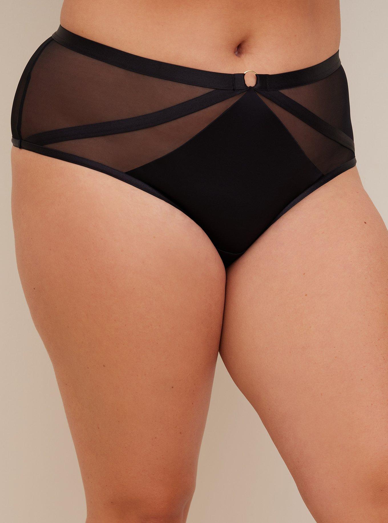 Plus Size - Strappy Satin Cheeky Panty With Keyhole Back