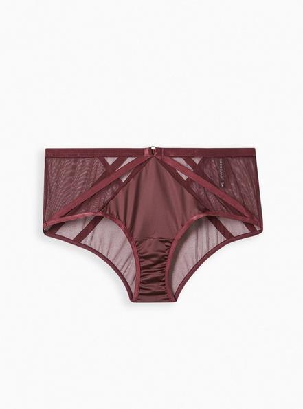 Strappy Satin Cheeky Panty With Keyhole Back, WINETASTING, hi-res
