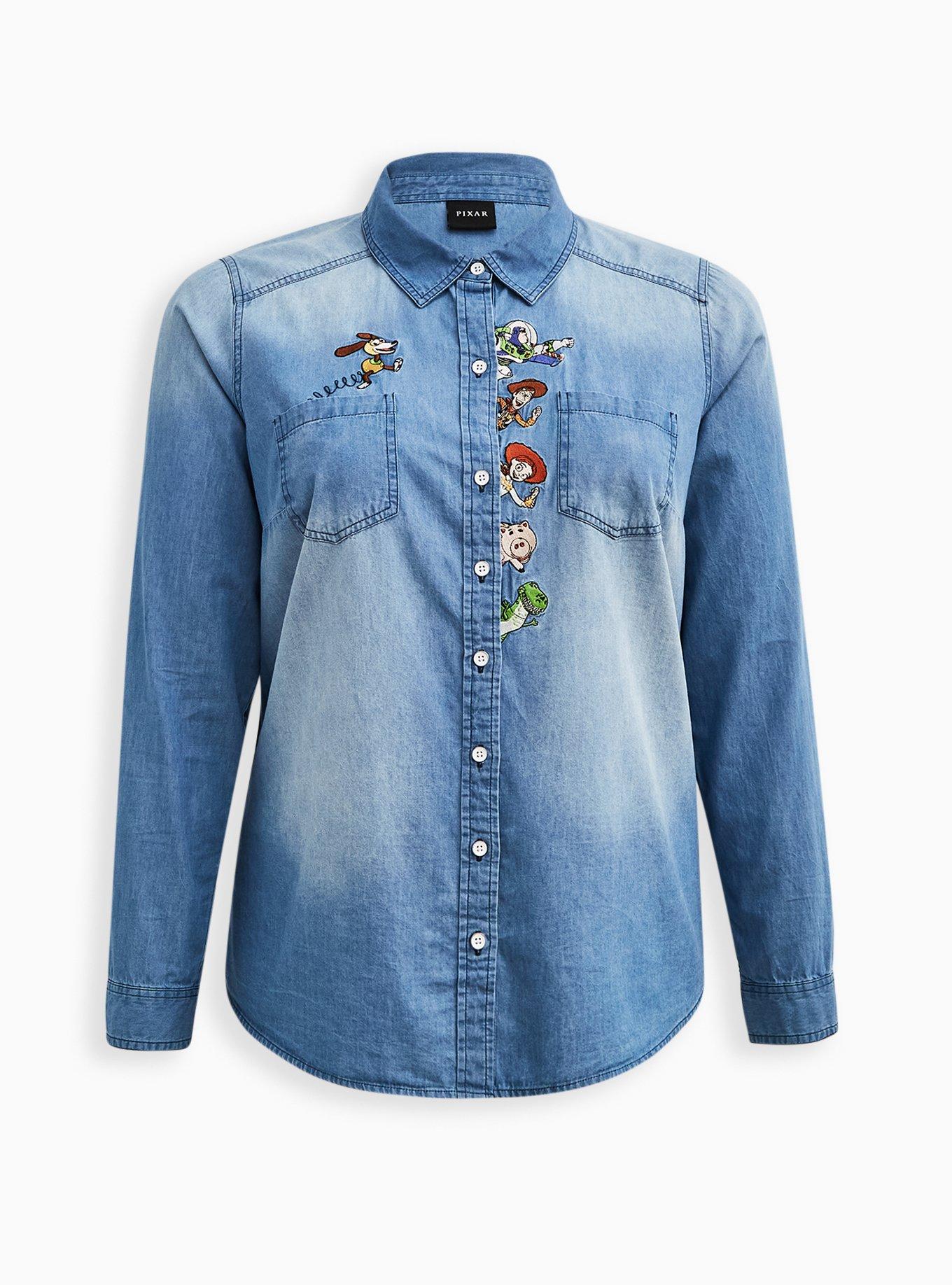 Plus Size - Disney Pixar Toy Story Button Down Top - Chambray Denim Toy  Story Light Wash - Torrid