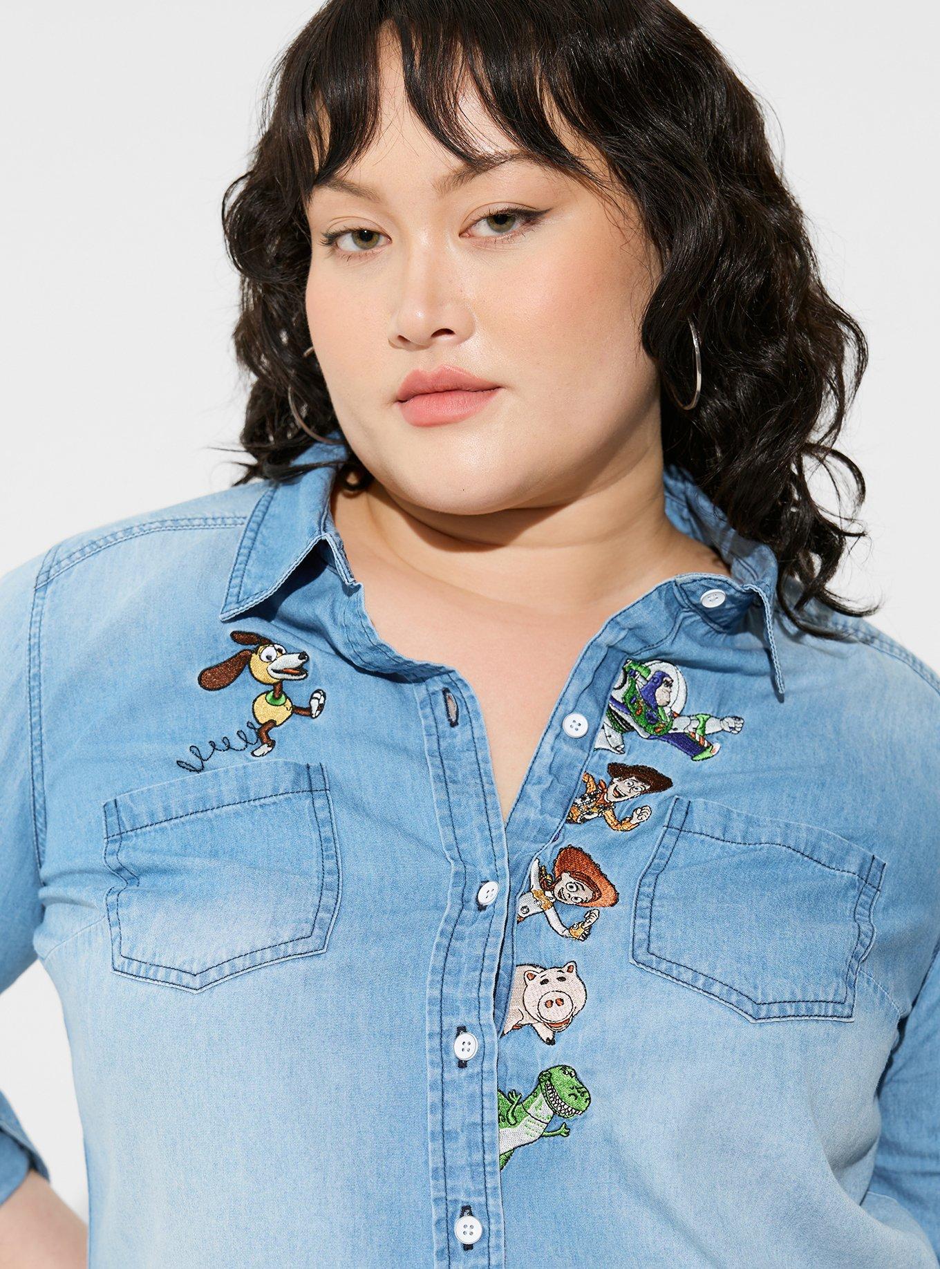 Plus Size - Disney Pixar Toy Story Button Down Top - Chambray Denim Toy  Story Light Wash - Torrid