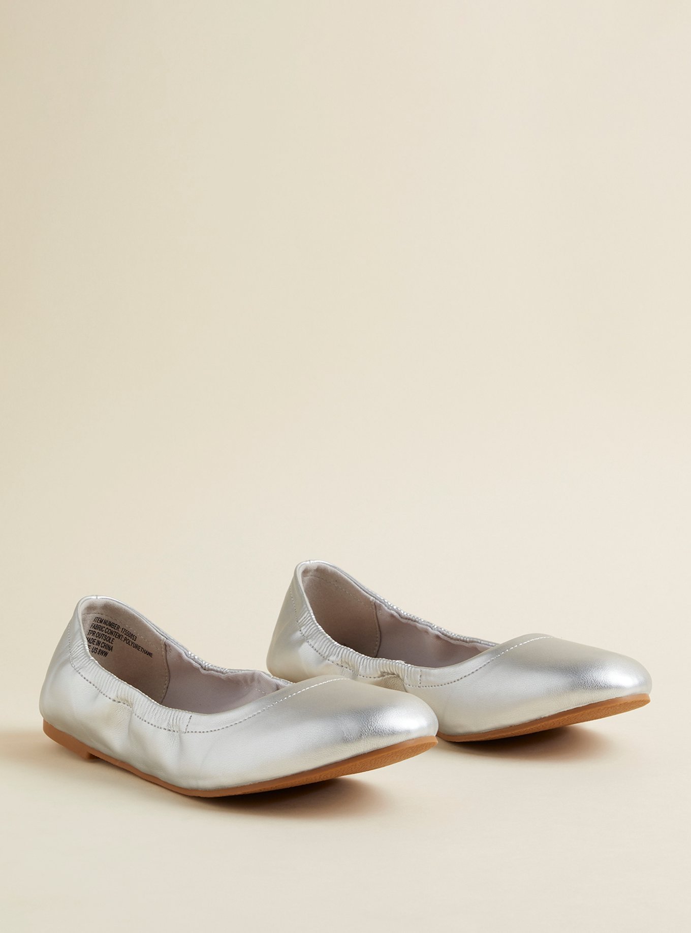 Ballerines Pliées BCBG Generation - Beige à Lignes Argentées - Taille 9 US (38.5 EU) - Occasion
