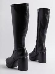 Platform Heel Knee Bootie - Black (WW), BLACK, alternate