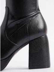 Platform Heel Knee Bootie - Black (WW), BLACK, alternate