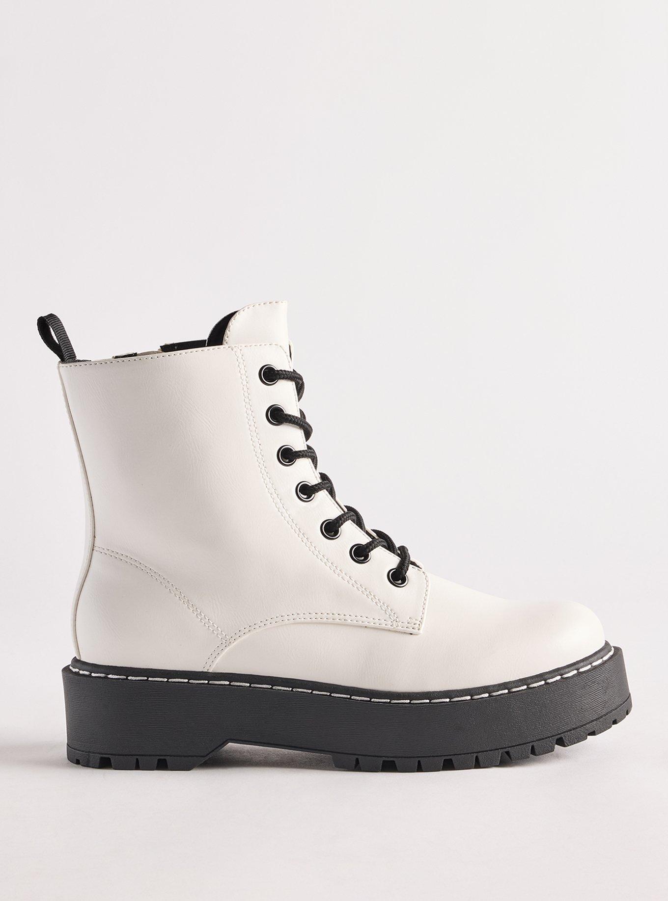 Plus Size Platform Combat Boot (WW), WHITE, alternate