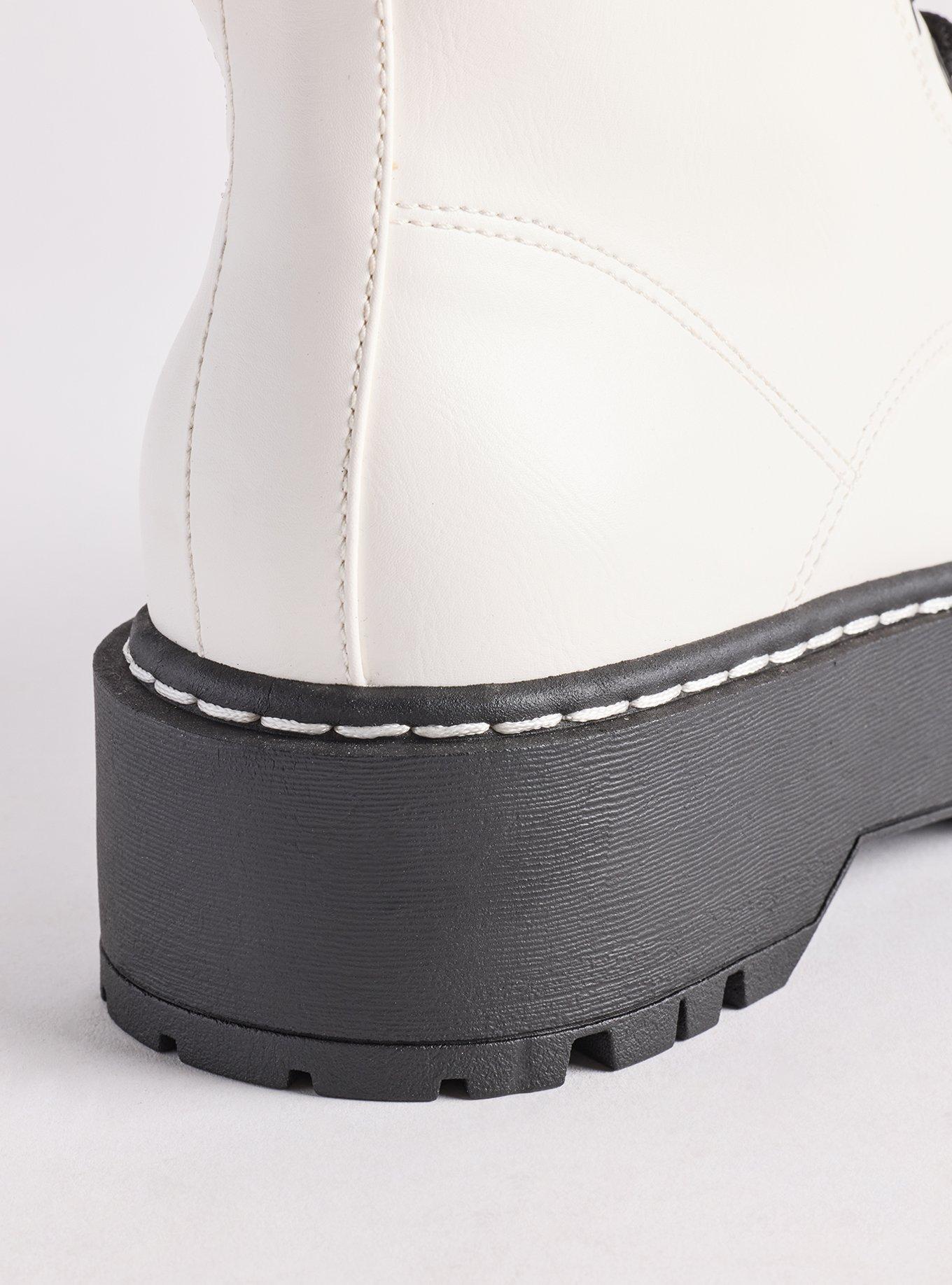 Plus Size Platform Combat Boot (WW), WHITE, alternate
