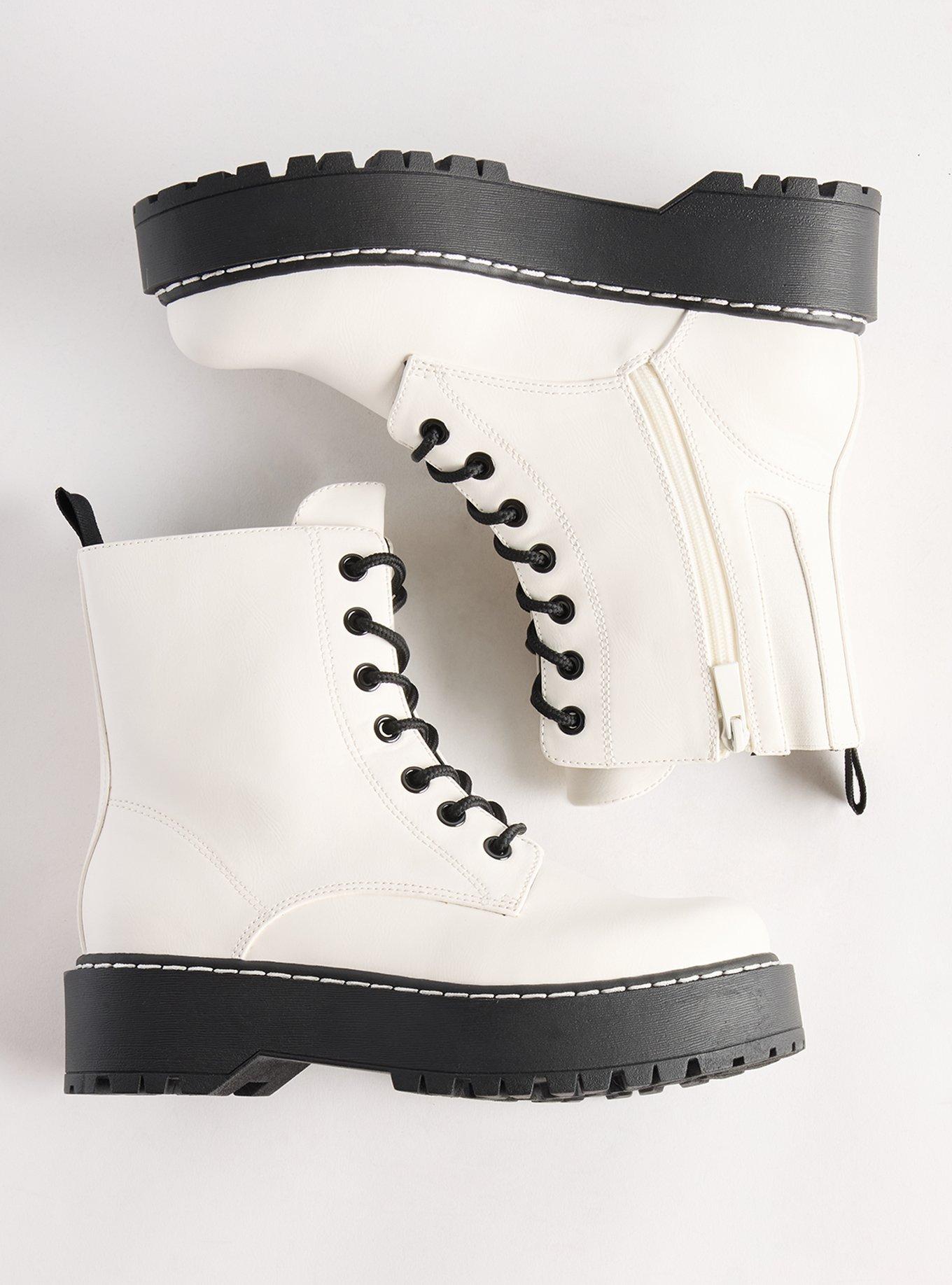 Plus Size Platform Combat Boot (WW), WHITE, hi-res
