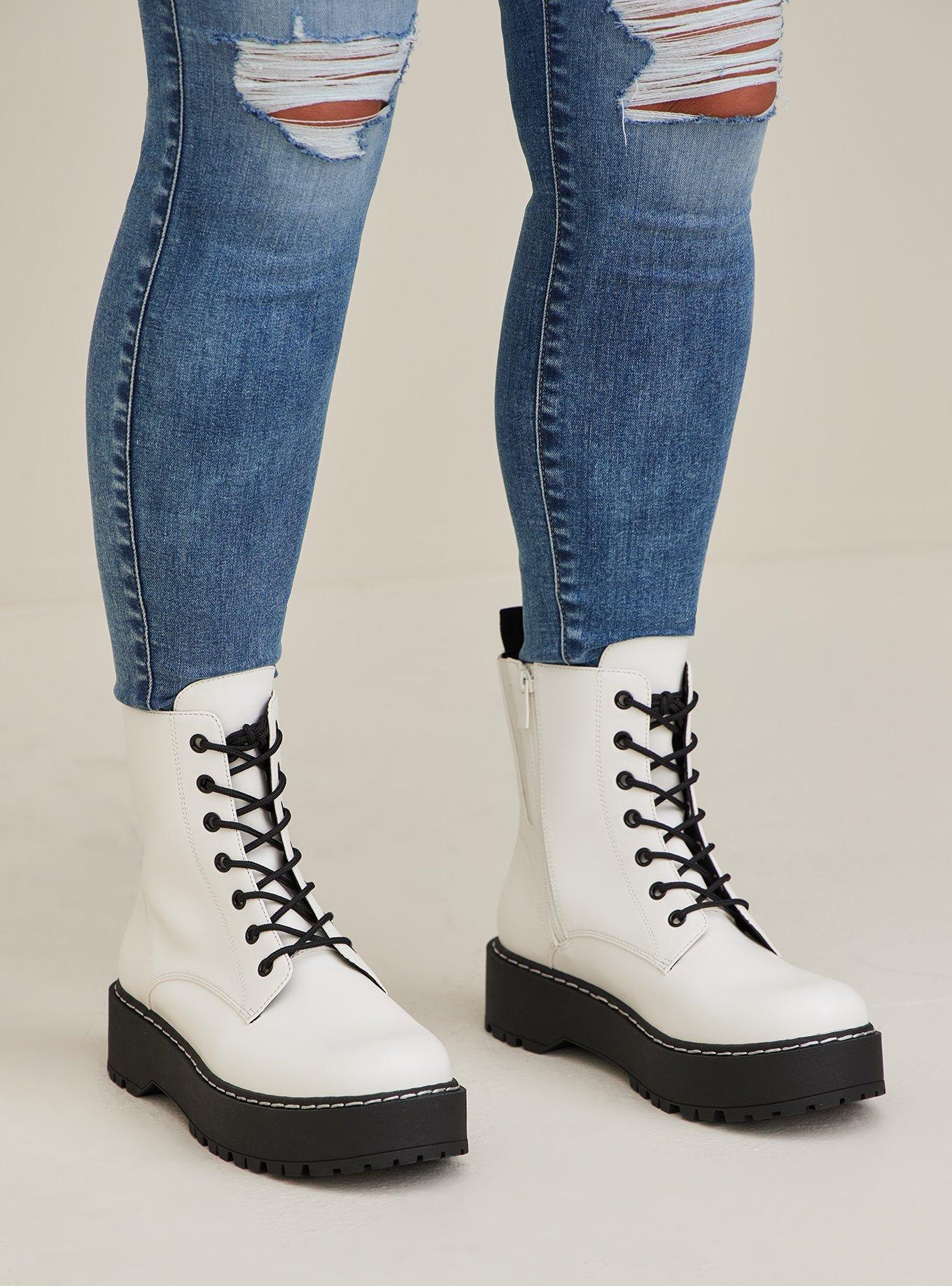 White lace combat boots sale