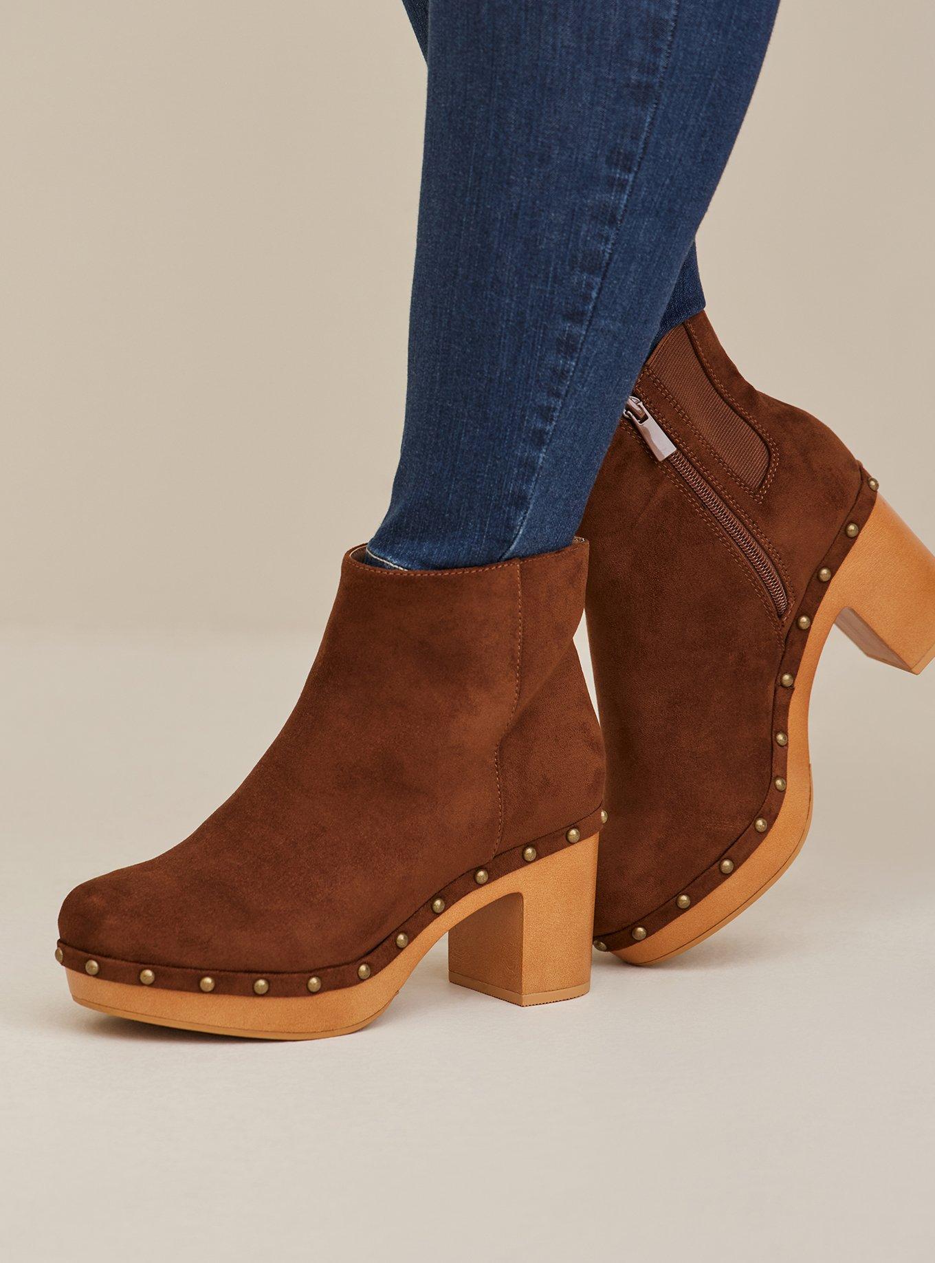 Plus Size - Clog Bootie - Faux Suede Cognac (WW) - Torrid