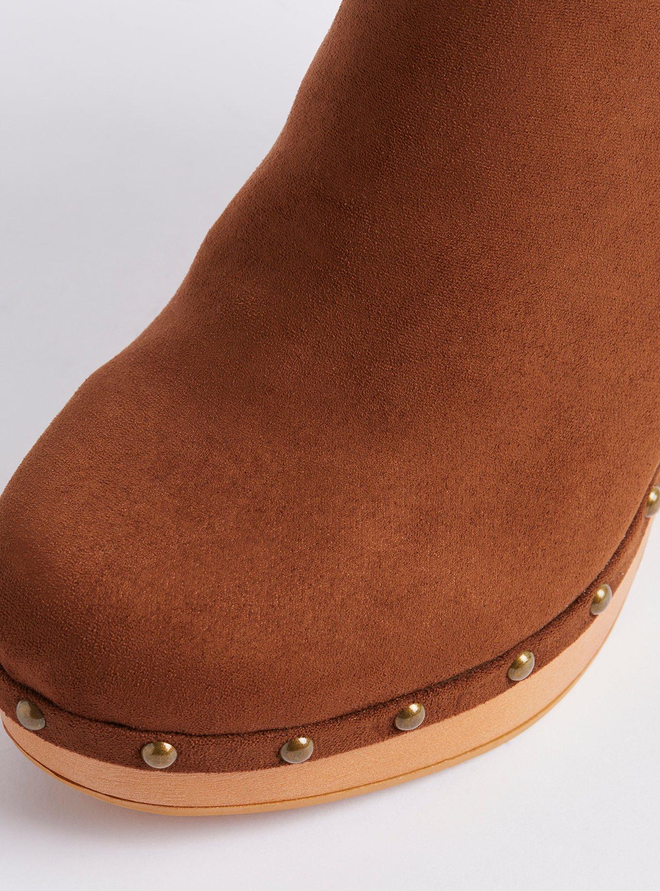 Plus Size Clog Bootie - Faux Suede Cognac (WW), COGNAC, alternate