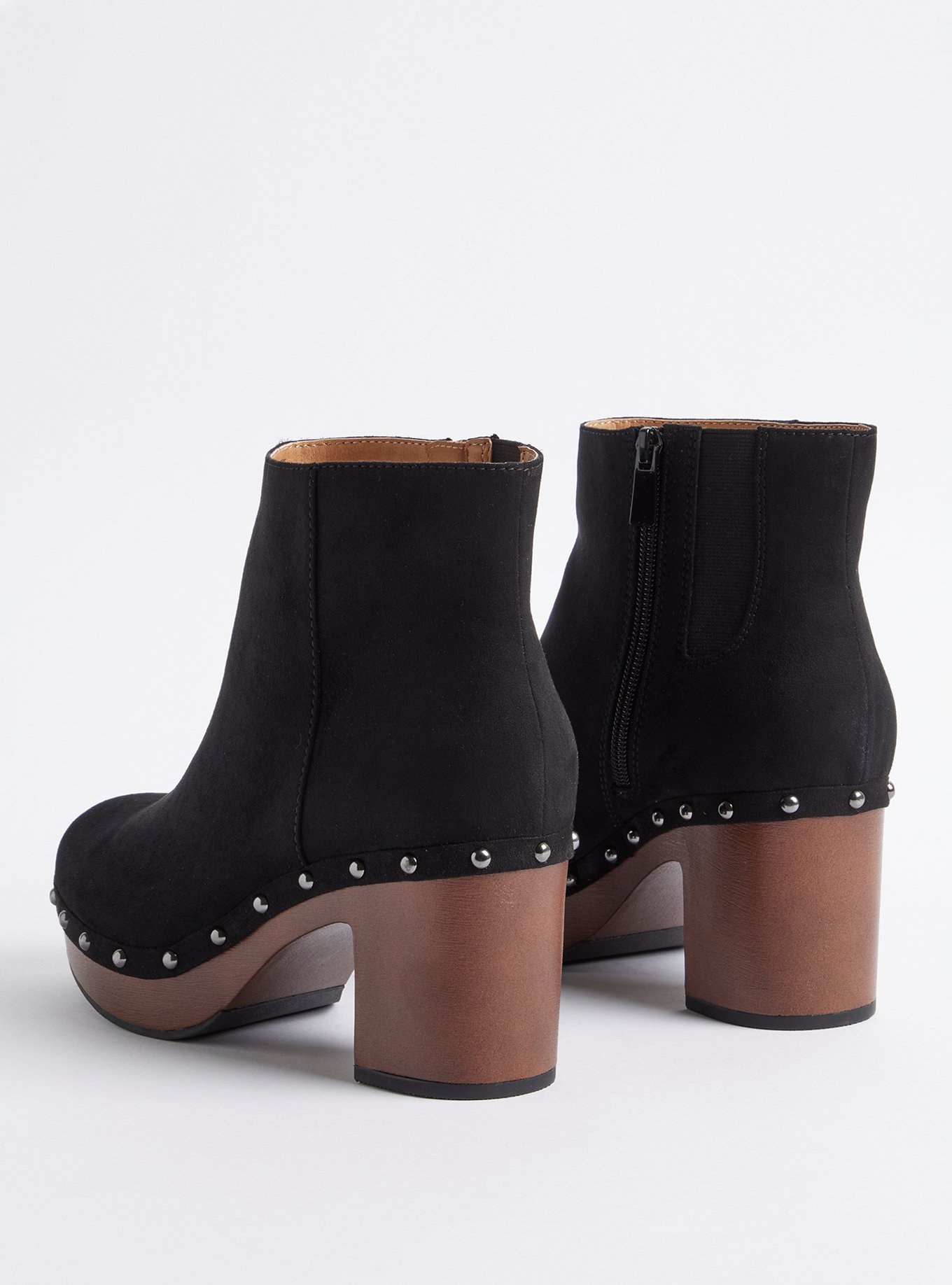 Plus Size - Studded Clog Bootie - Faux Suede Black (WW) - Torrid
