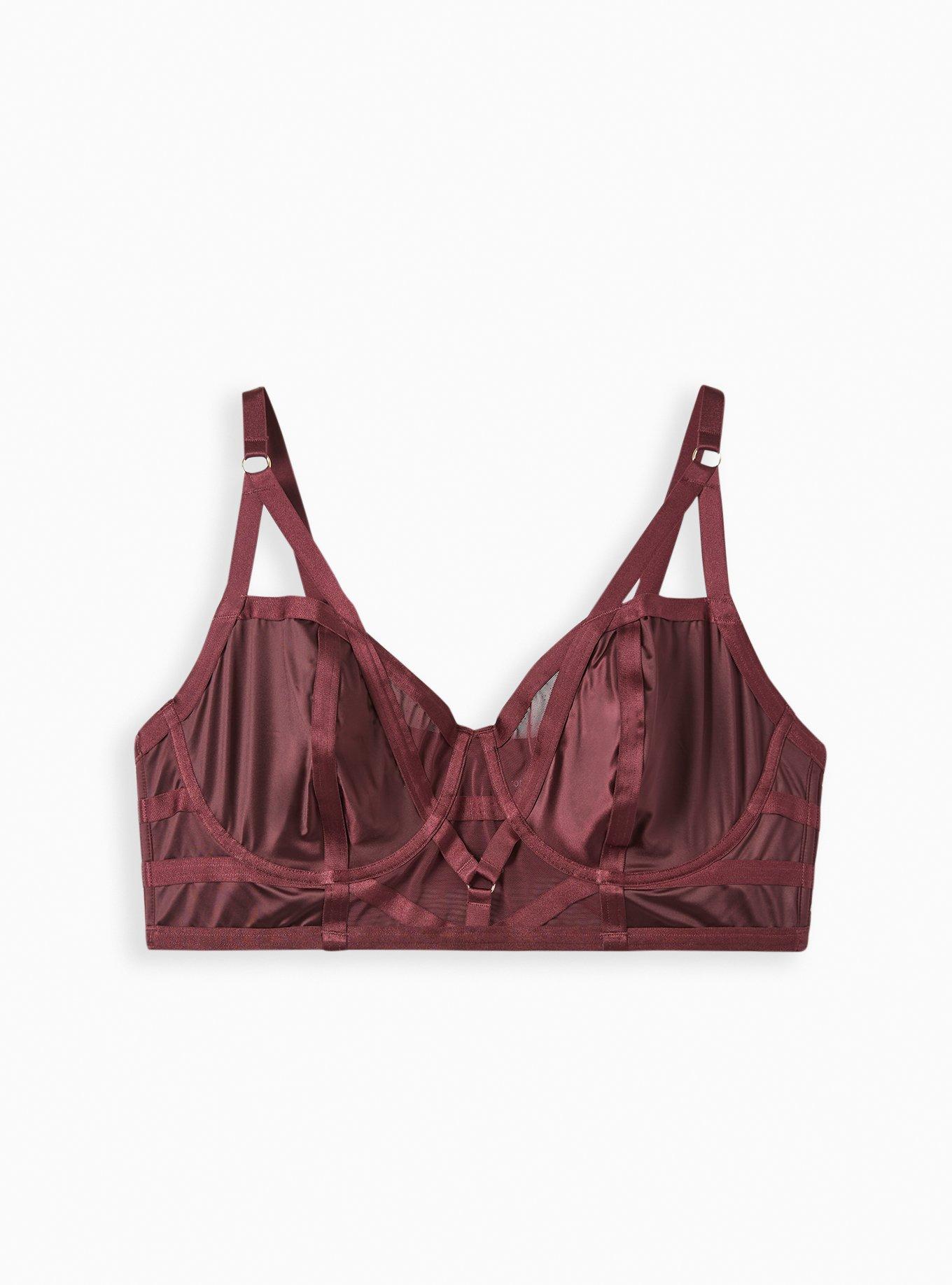 Torrid newest Strappy Bralette Lingerie - Mesh Satin Bra Wine Burgundy 3X