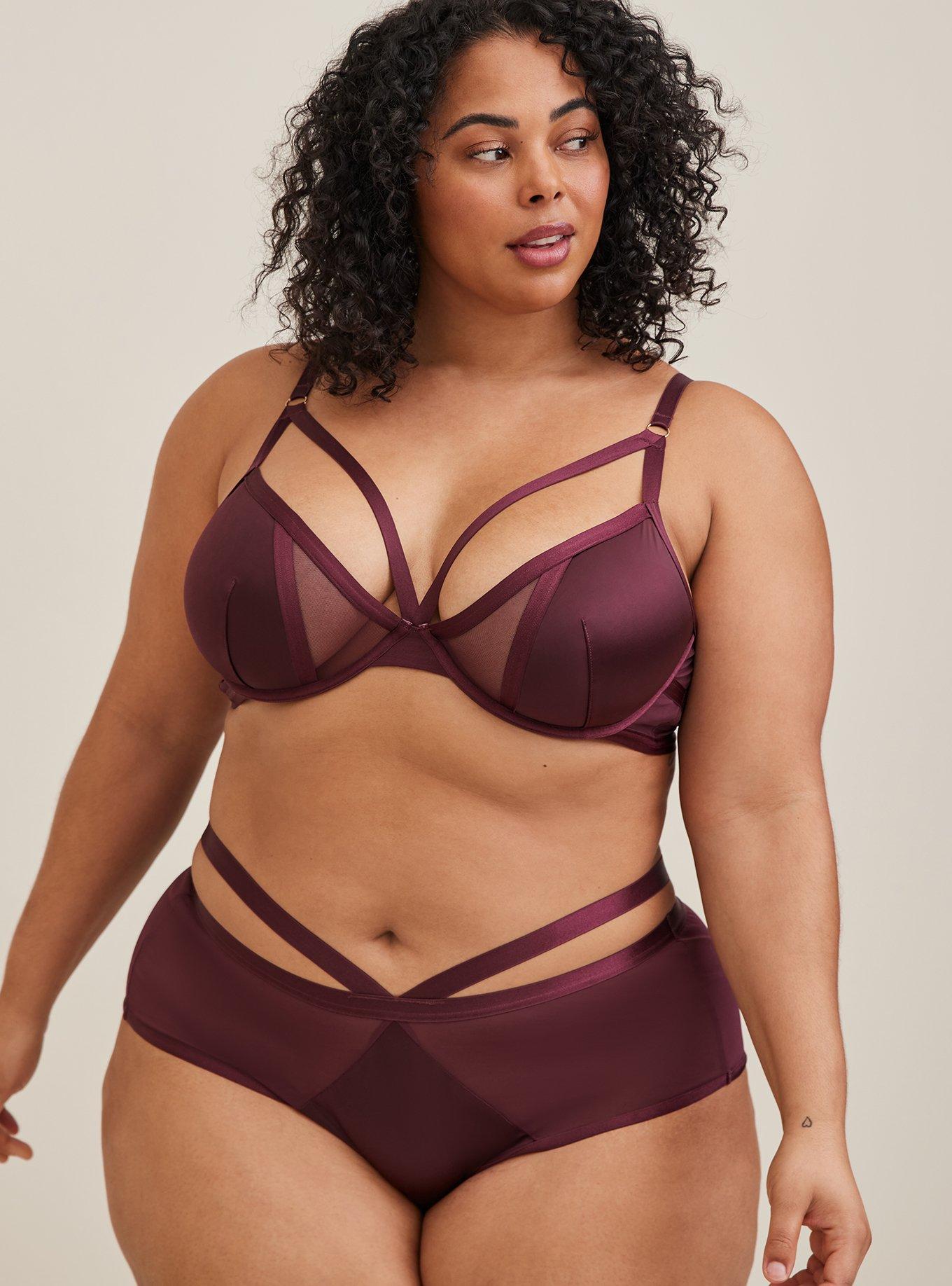 Plus Size - Strappy Satin Plunge Bralette - Torrid