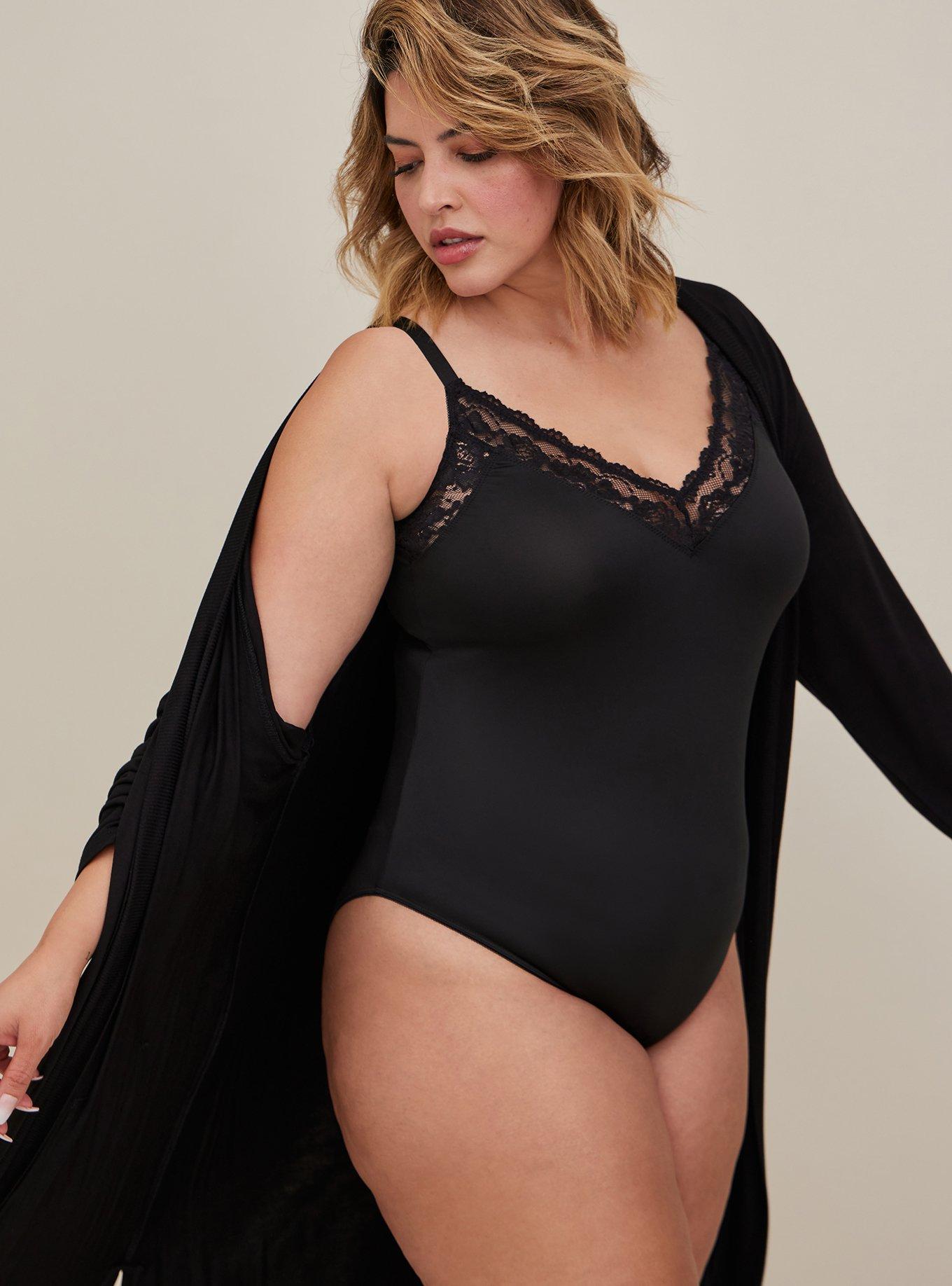 Plus Size - Microfiber Deep V Bodysuit - Torrid